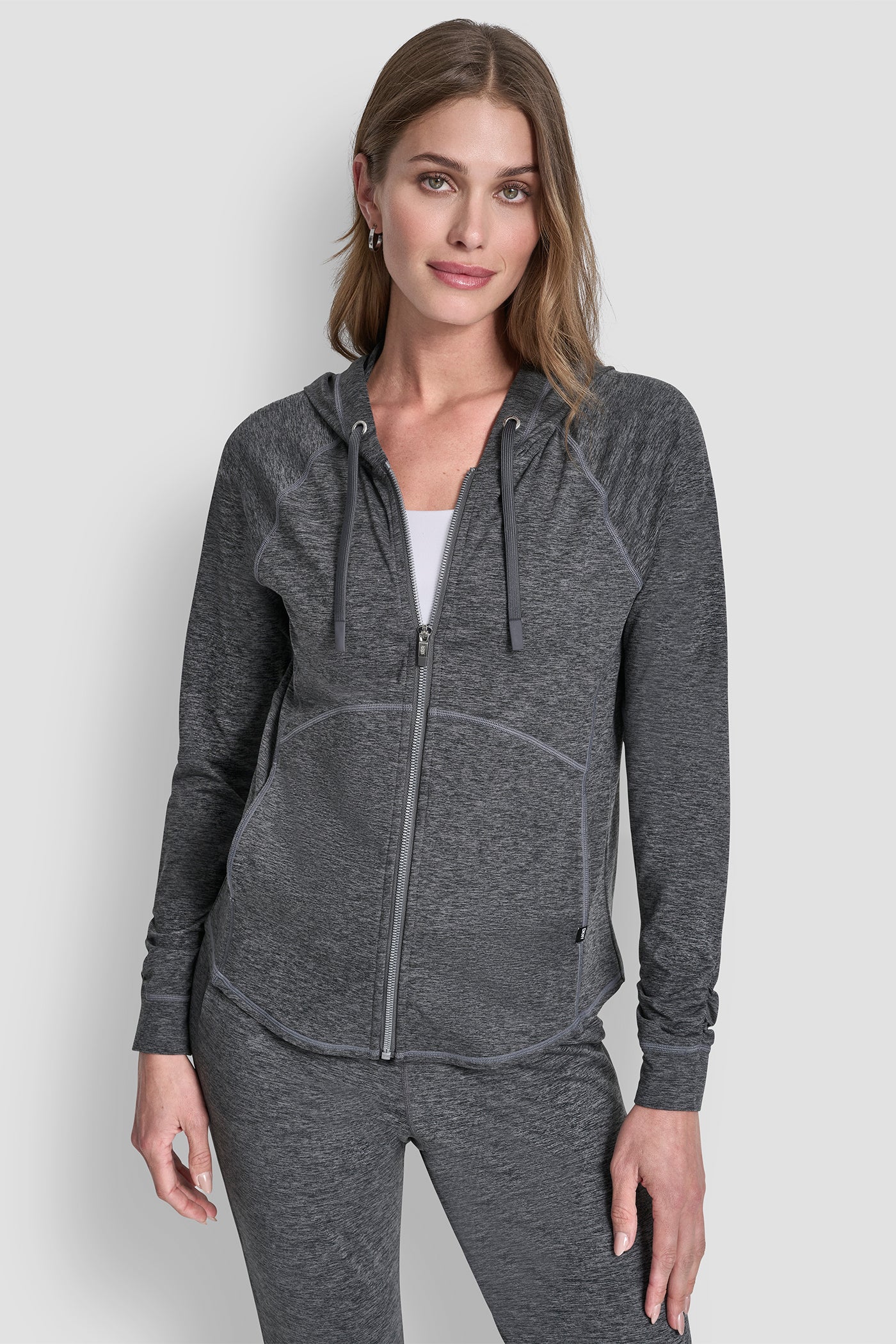 Black Space Dye SPACE DYE FULL ZIP HOODIE, VIEW 1 | Clothing