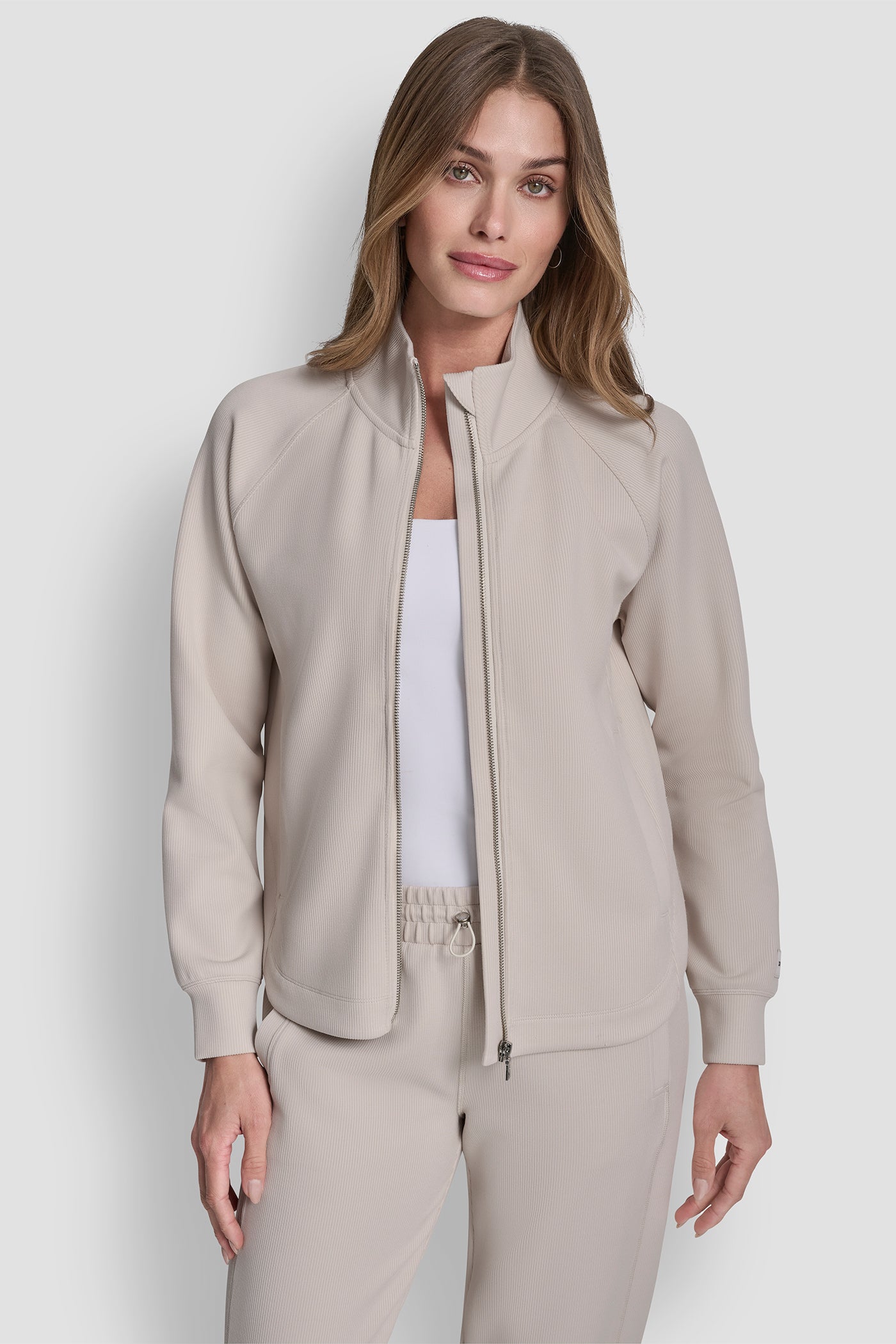 OAT TULIP HEM FULL ZIP JACKET, FRONT VIEW | Jackets & Blazers