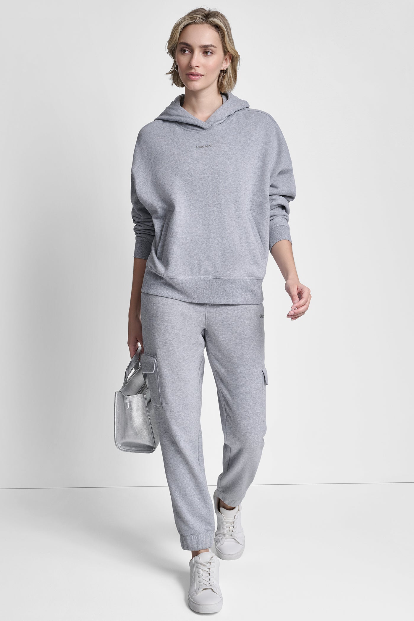 METALLIC BUBBLE LOGO FLEECE DROP SHOULDER HOODIE VIEW 3 | Gifts Under $50