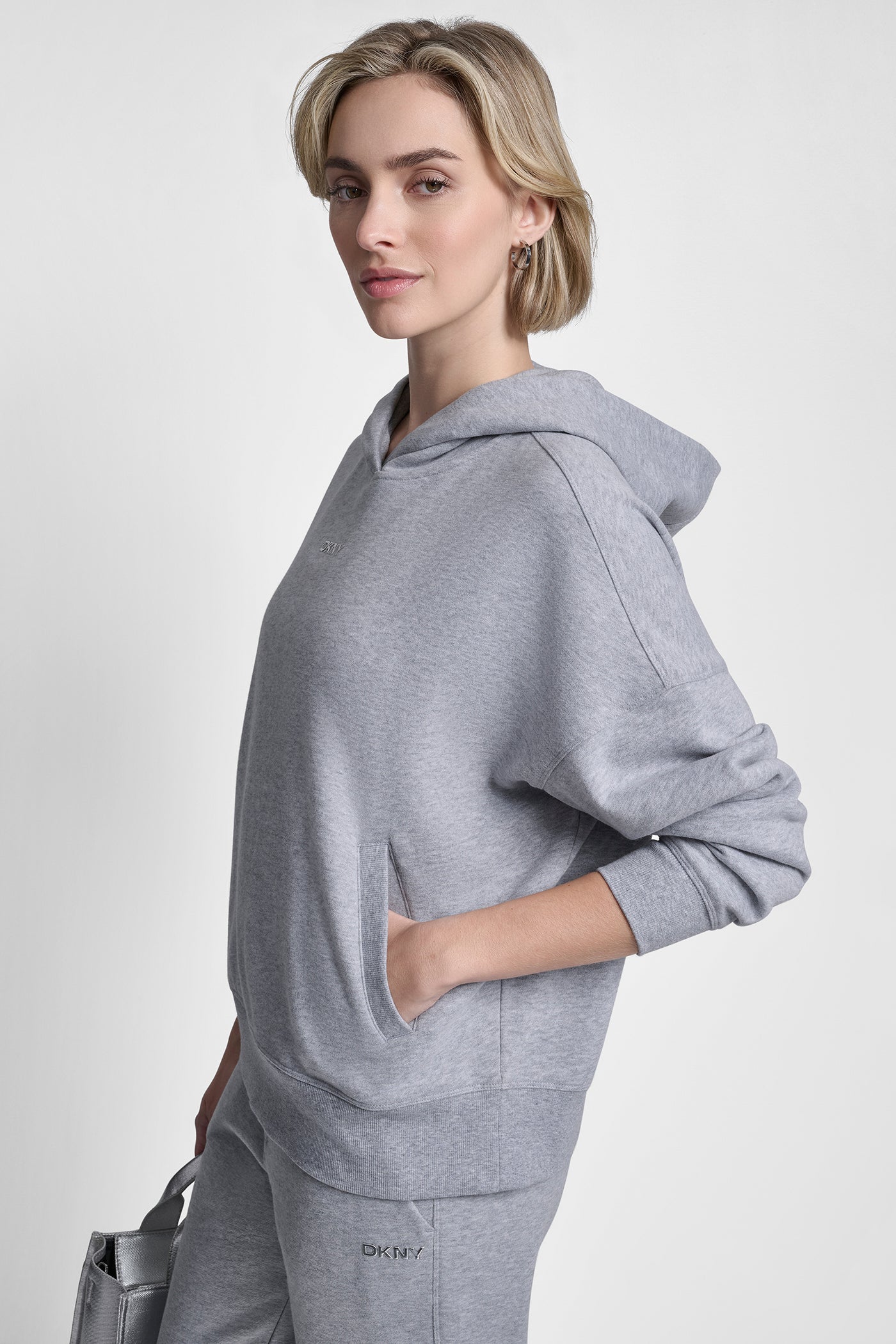 METALLIC BUBBLE LOGO FLEECE DROP SHOULDER HOODIE VIEW 4 | Gifts Under $50