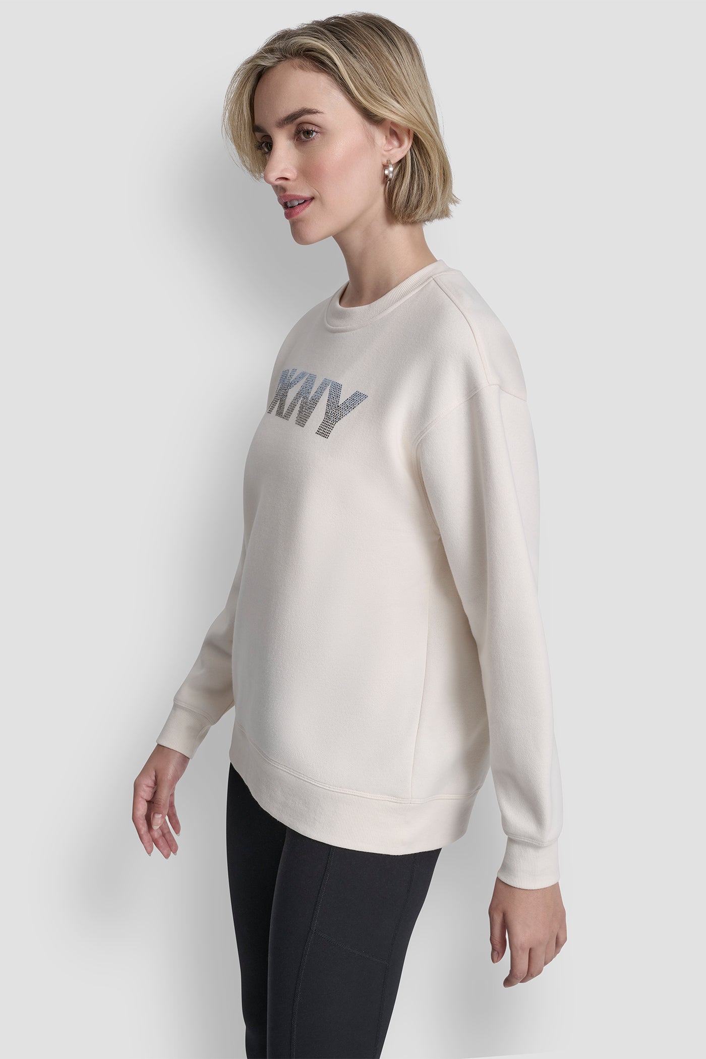 OMBRE RHINESTONE LOGO CREW NECK PULLOVER VIEW 4 | Gifts Under $50