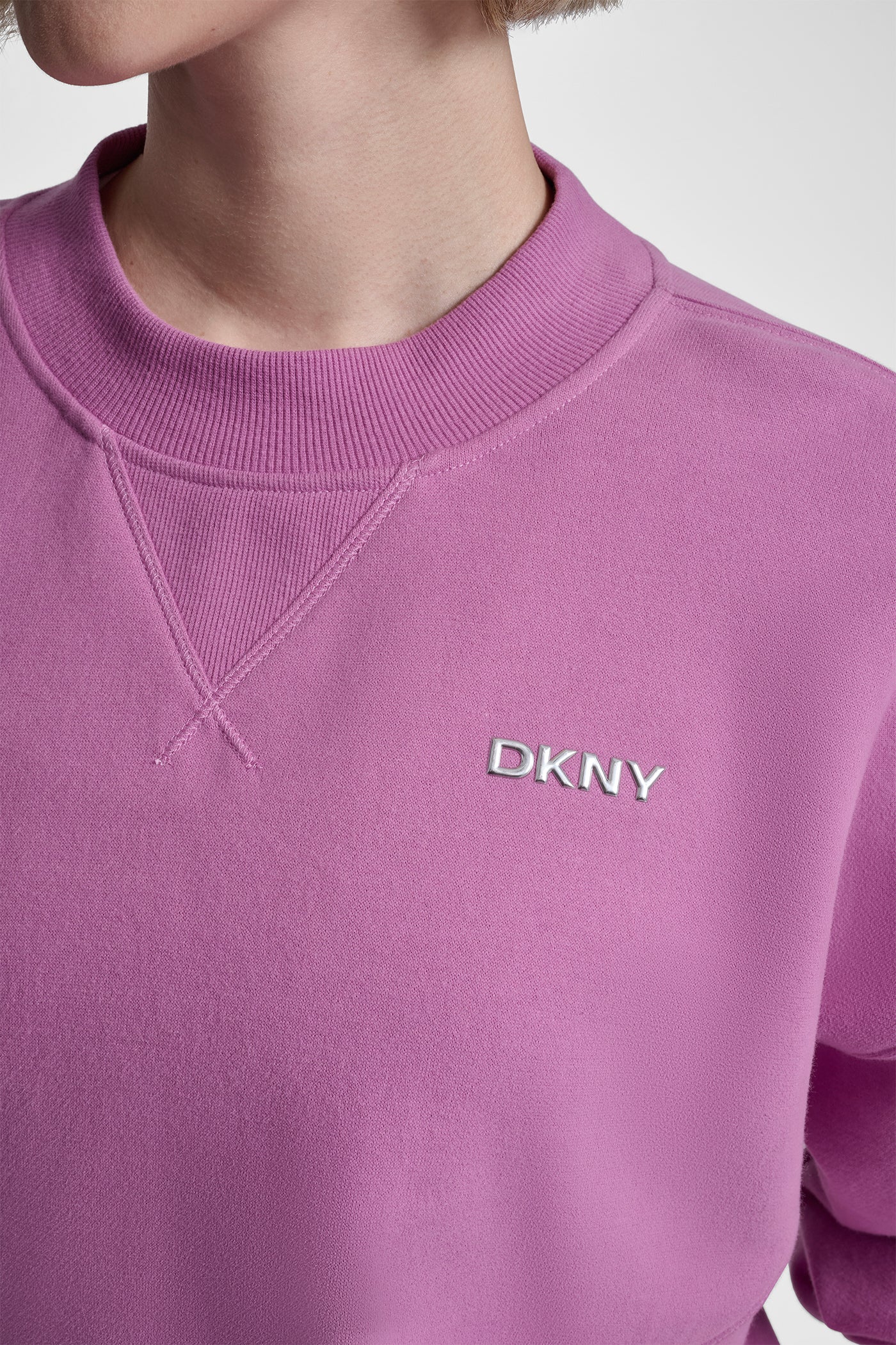 Metallic Bubble Logo Fleece Pullover | Sweatshirt | DKNY