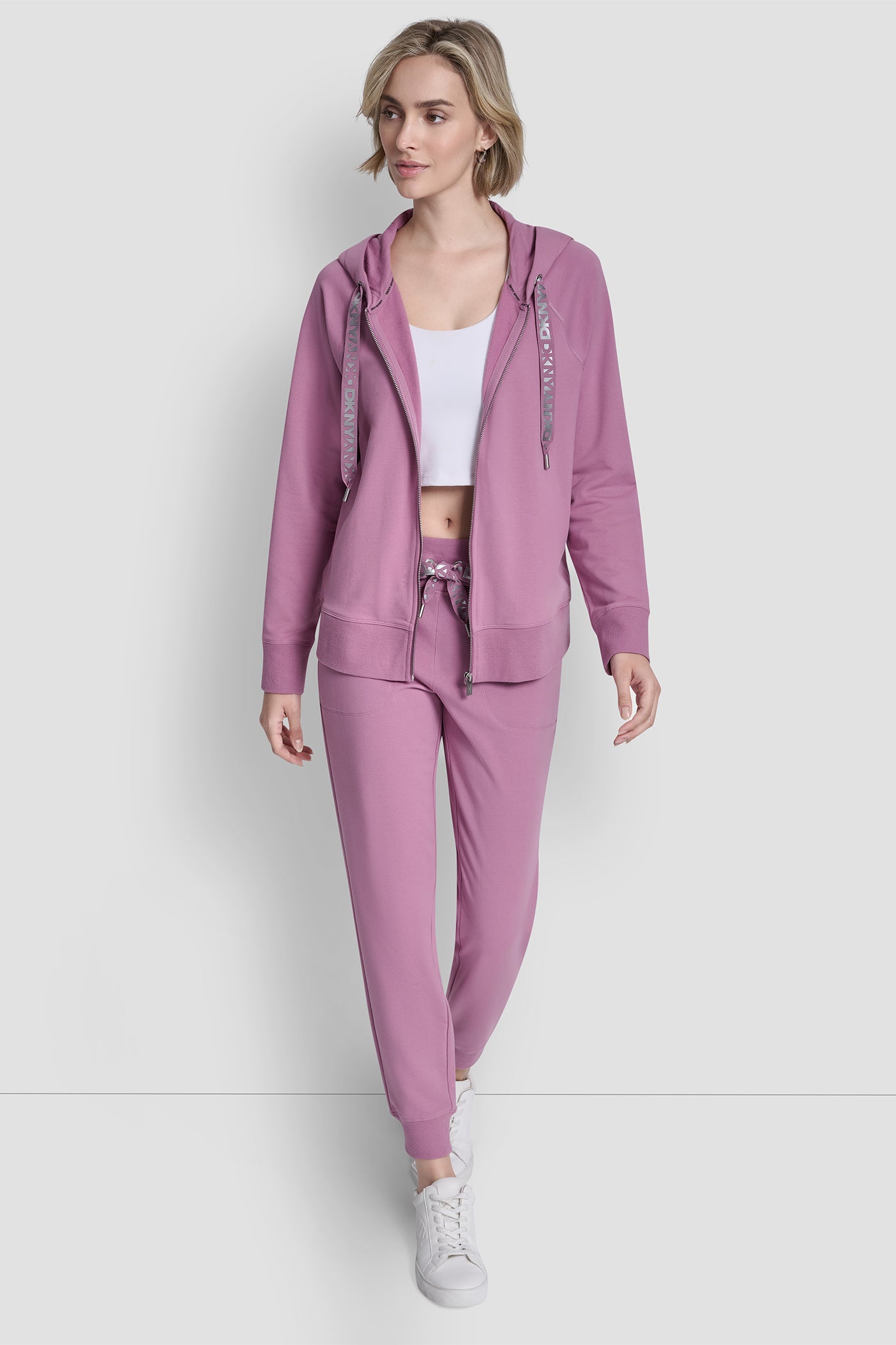 TWO TONE LOGO DRAWCORD ZIP HOODIE VIEW 5 | Gifts Under $50