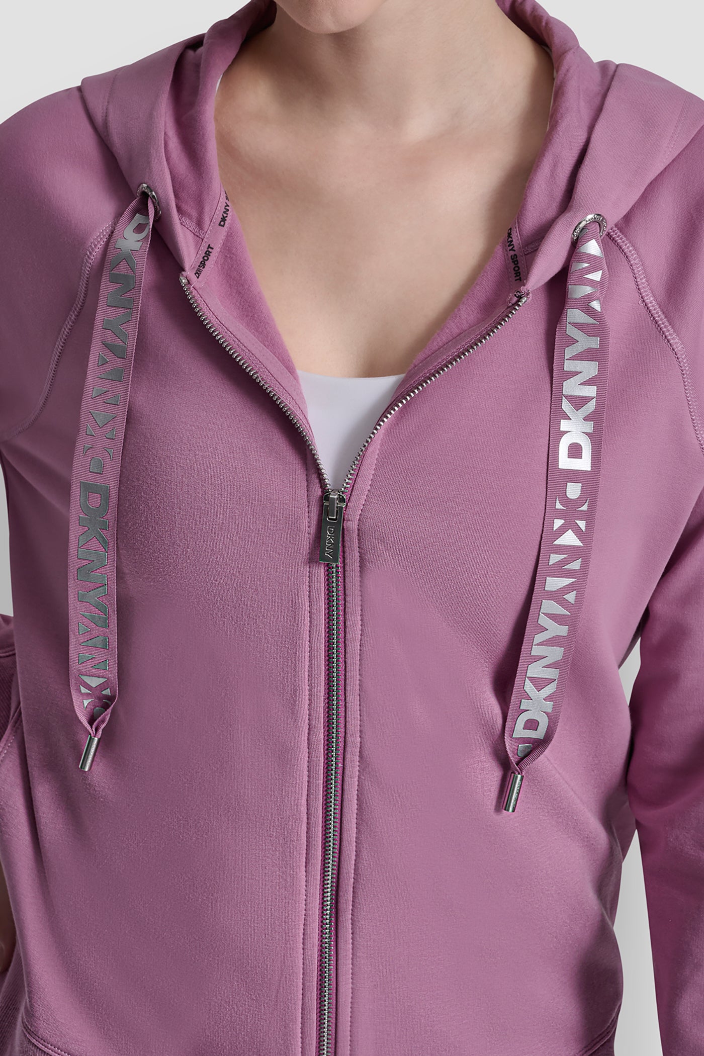 TWO TONE LOGO DRAWCORD ZIP HOODIE VIEW 7 | Gifts Under $50