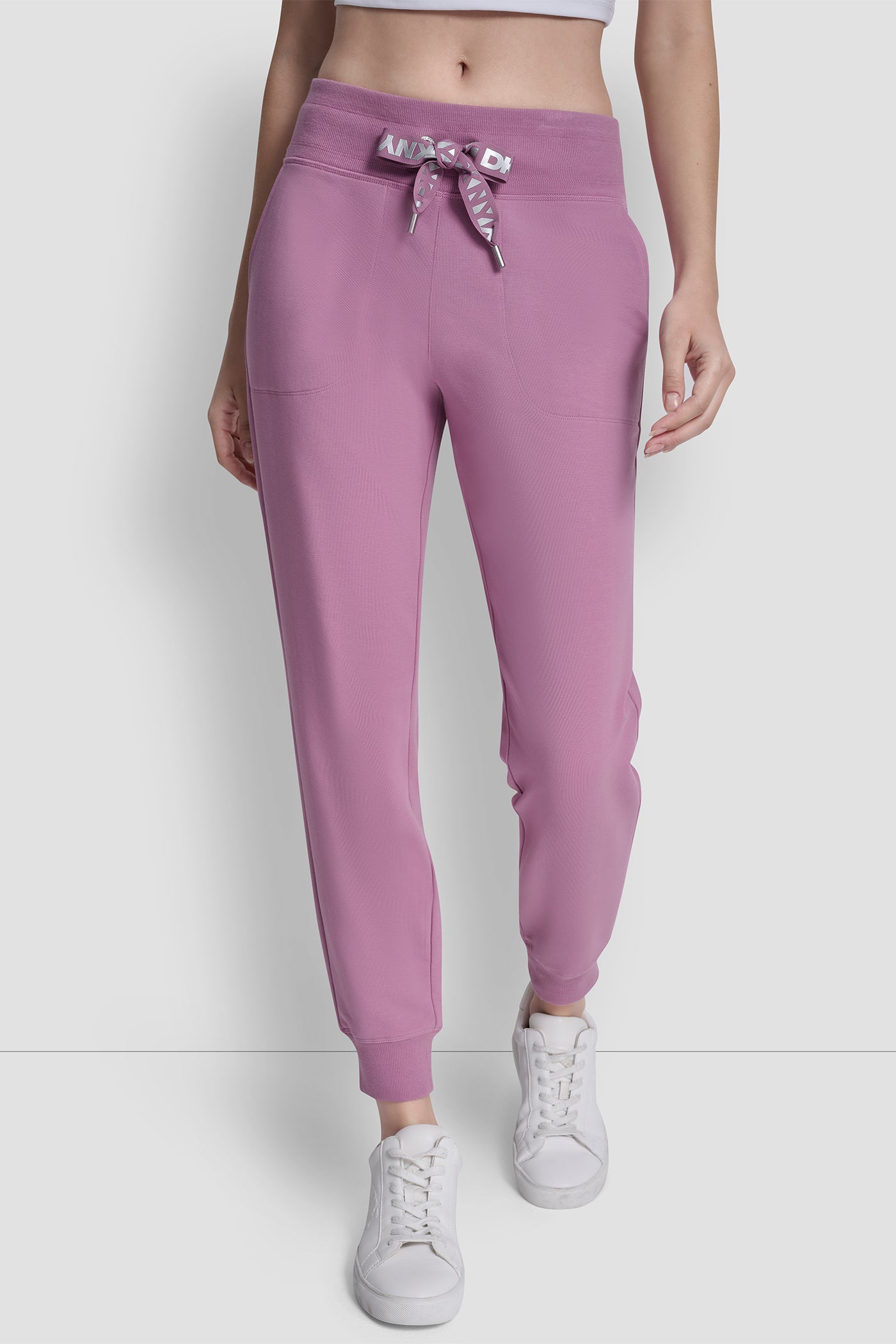 Dusty Orchid TWO TONE LOGO DRAWCORD JOGGER, FRONT VIEW | SALE