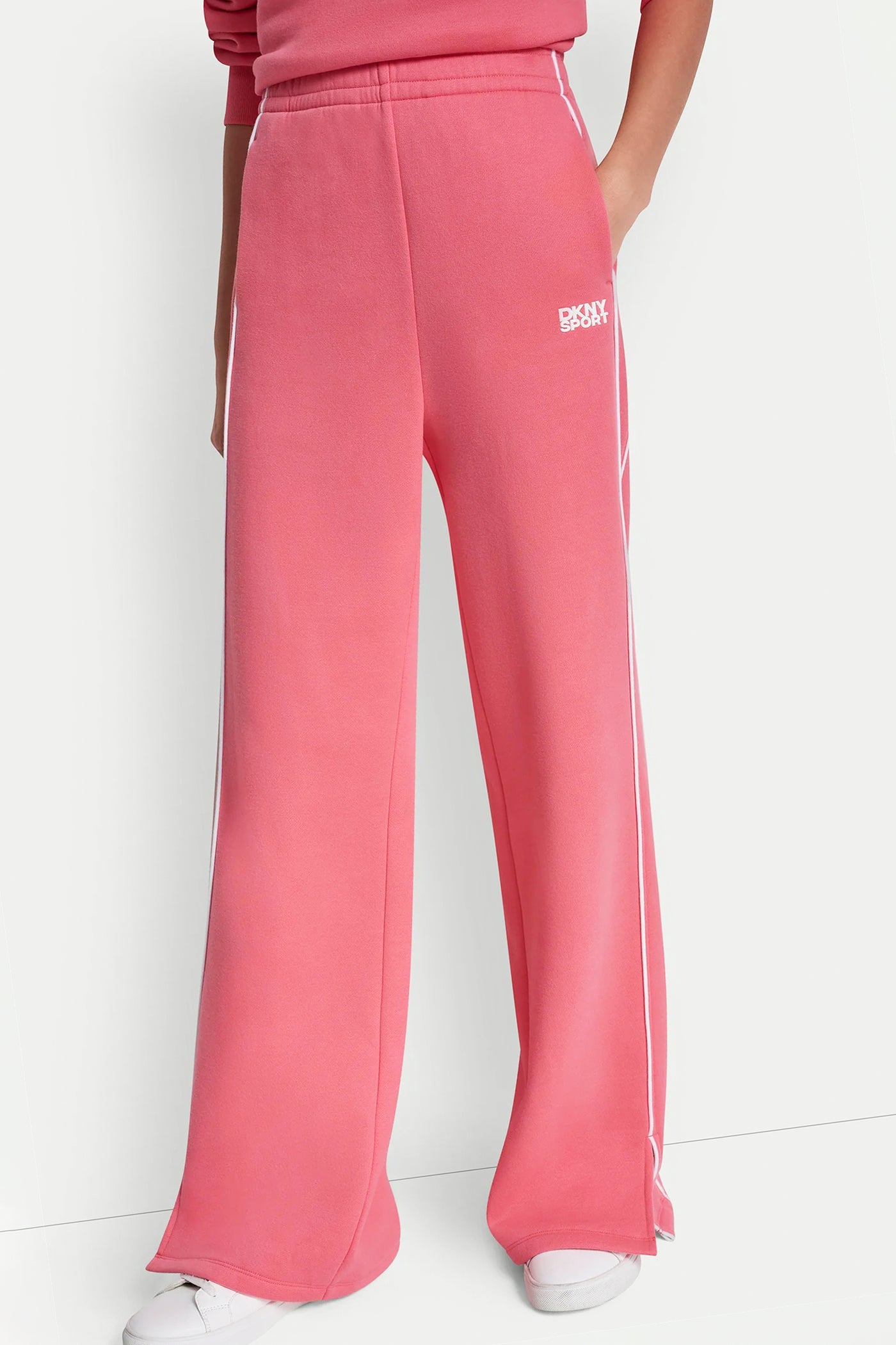 Sunkissed/White HIGH-RISE PIPED TRACK PANTS, VIEW 2 | MUST-HAVES