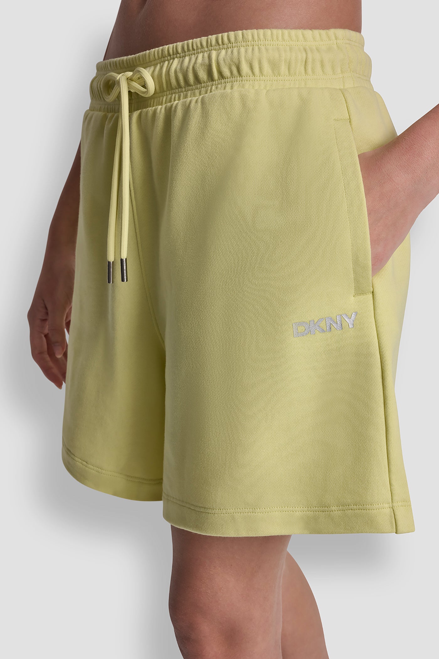 Lemon Light/Silver HIGH-RISE LOGO SWEAT SHORTS, VIEW 1 | Gifts Under $100