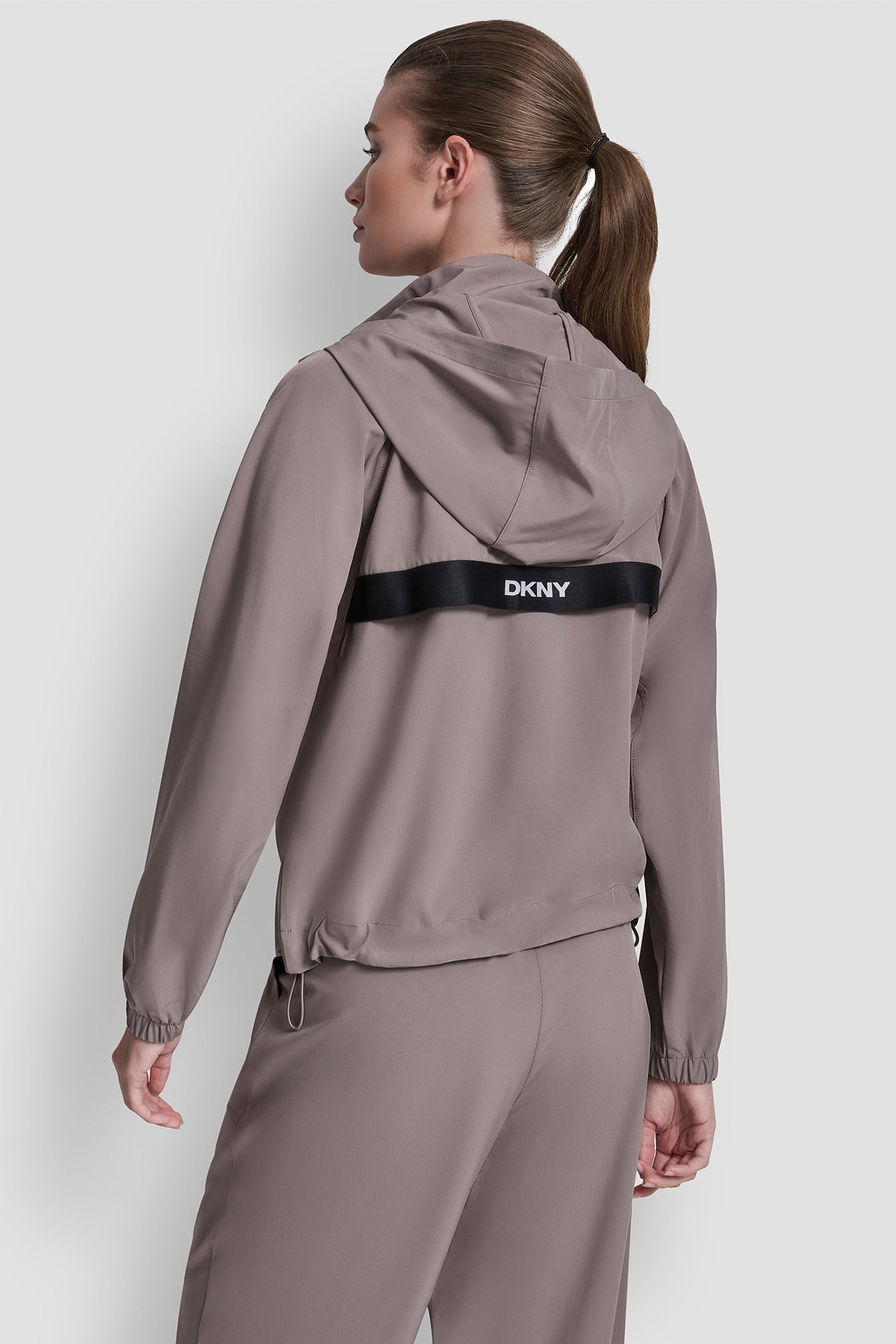 Mushroom HOODED FULL ZIP JACKET WITH BACK FLANGE, BACK VIEW | Jackets & Blazers