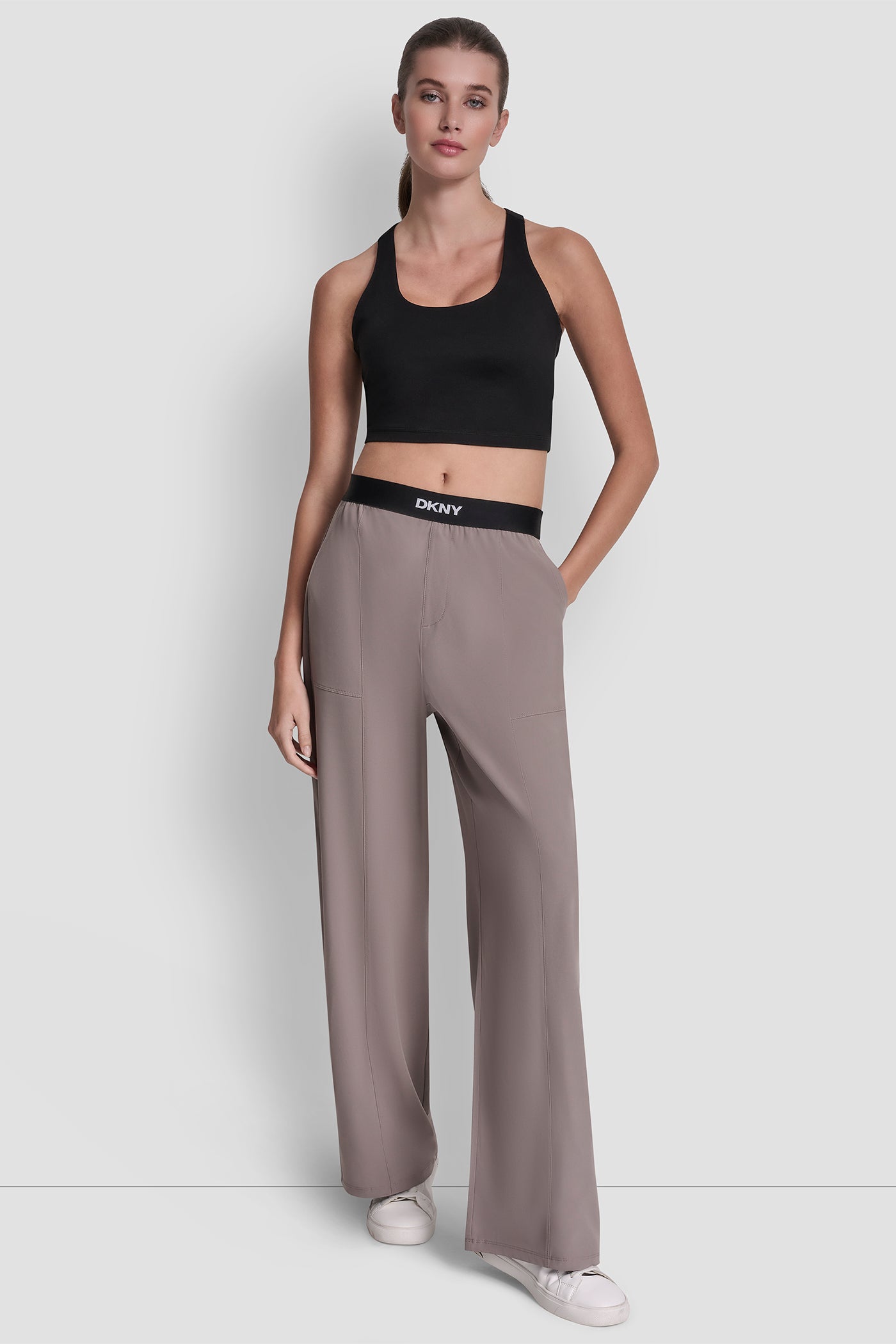 HIGH RISE WIDE LEG PANT WITH LOGO WAISTBAND VIEW 5 | All Products