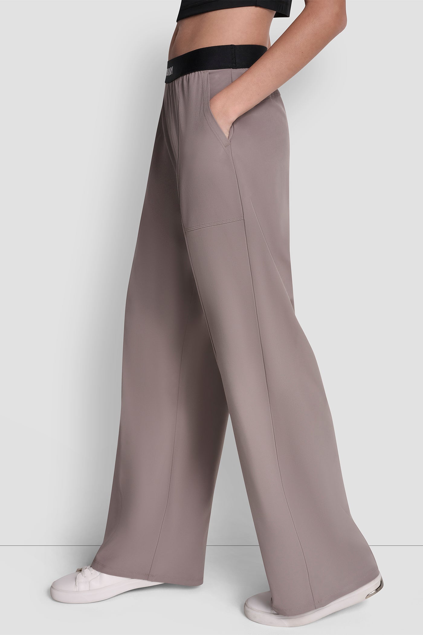 HIGH RISE WIDE LEG PANT WITH LOGO WAISTBAND VIEW 4 | All Products