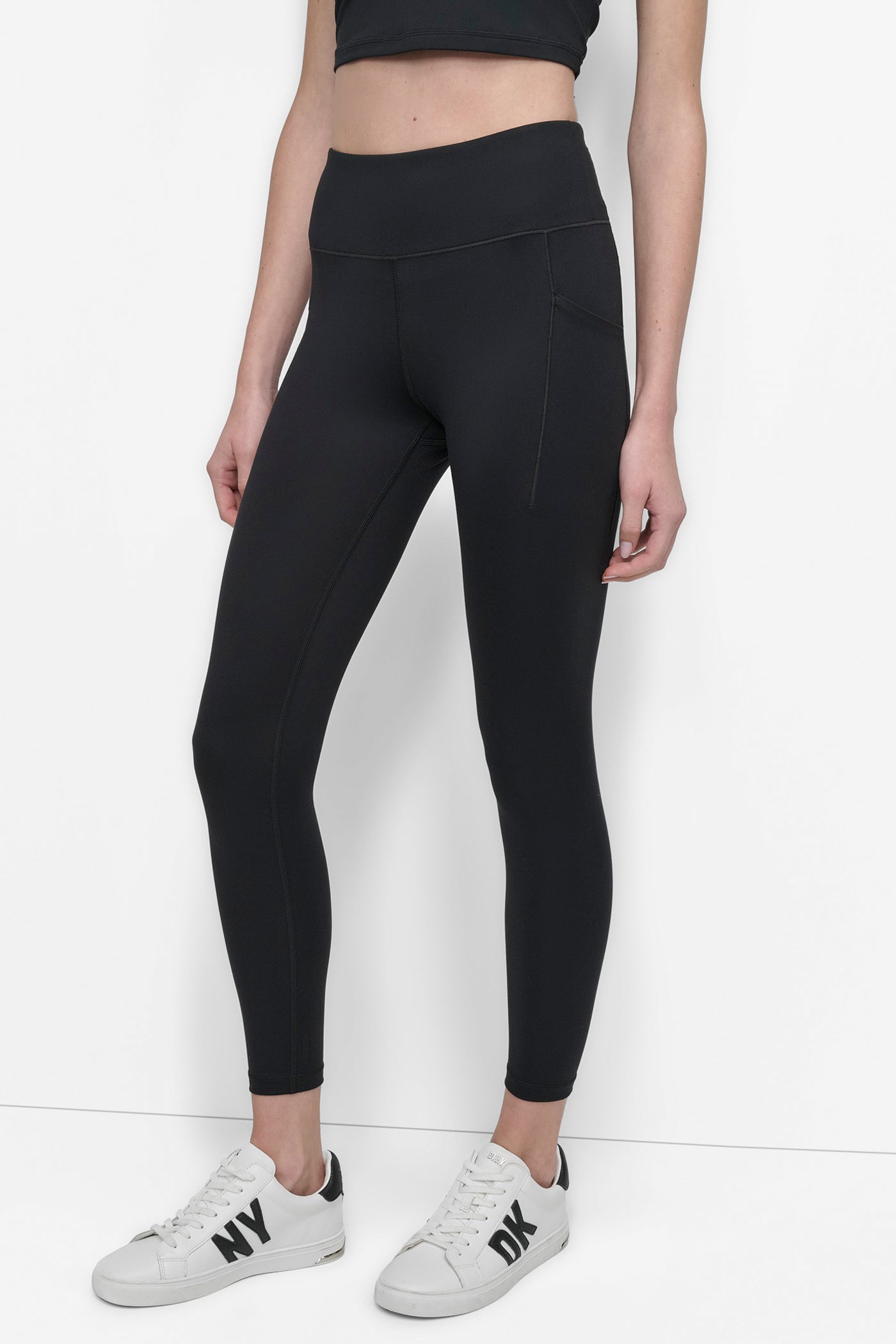 Black BALANCE COMPRESSION HIGH WAIST 7/8 LEGGING, FRONT VIEW | Not Clearance or Preorder