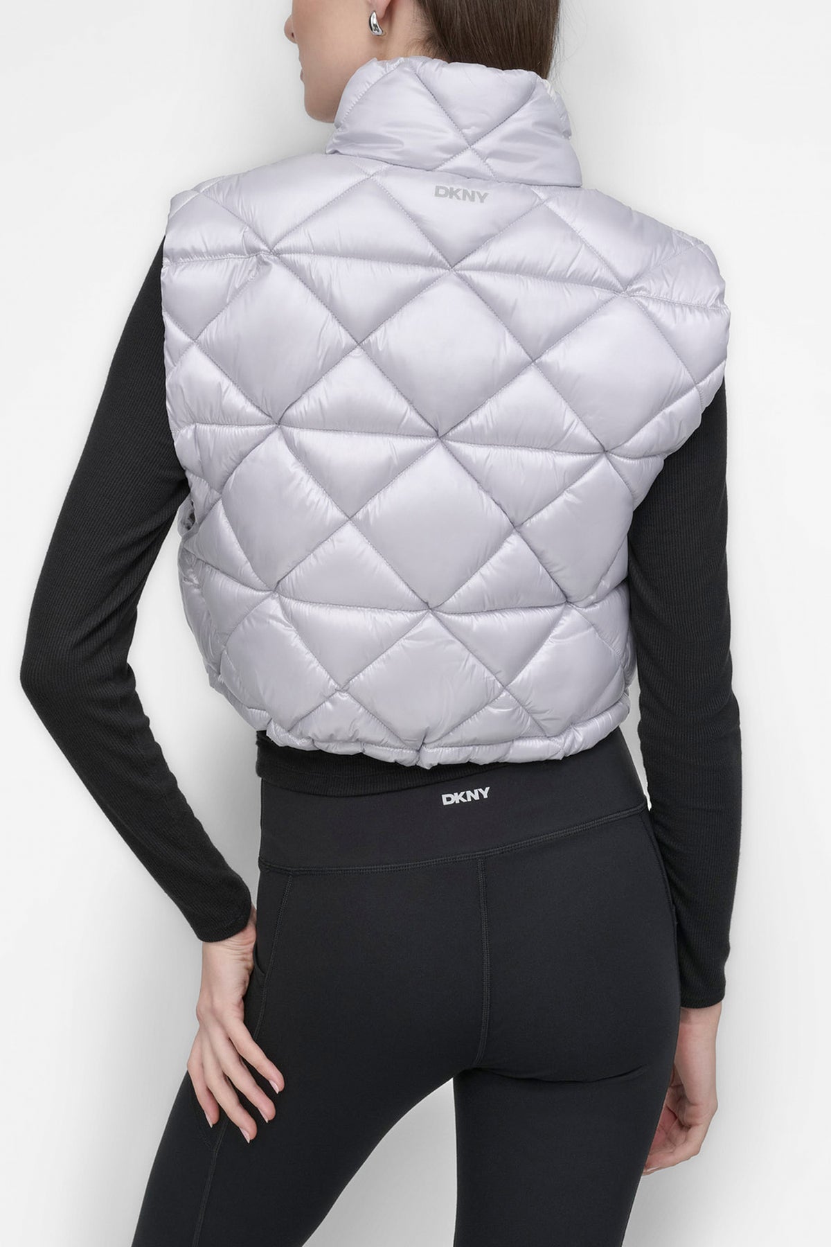 NOVELTY CROPPED DIAMOND QUILT VEST VIEW 2