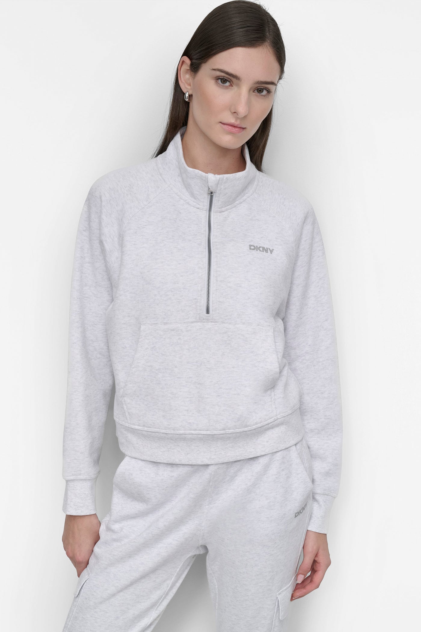 OPTIC HEATHER MINI STUD LOGO SWEATSHIRT, VIEW 1 | Not Clearance or Preorder