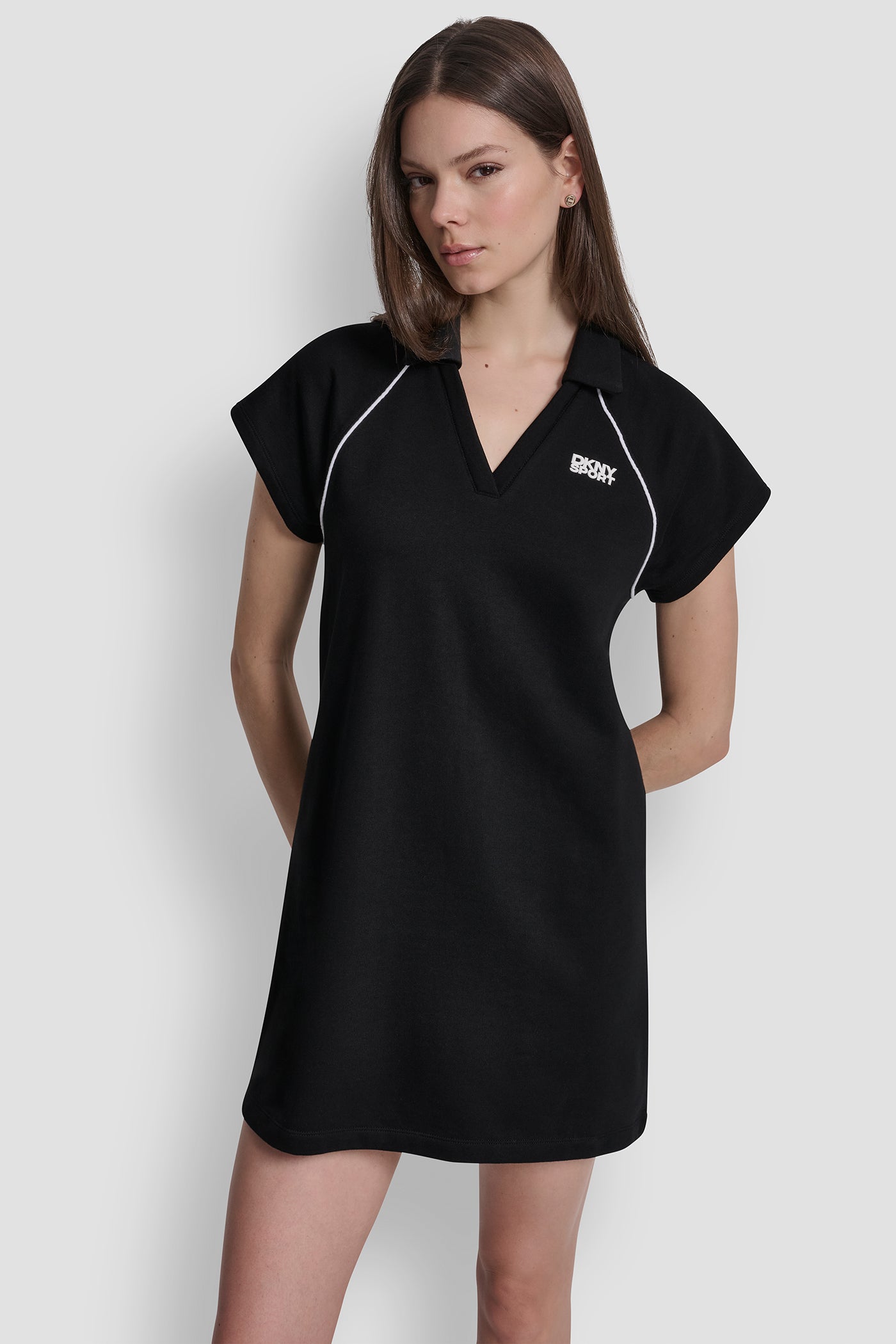 Black/White HD LOGO TRACK POLO SNEAKER DRESS, FRONT VIEW | All Products