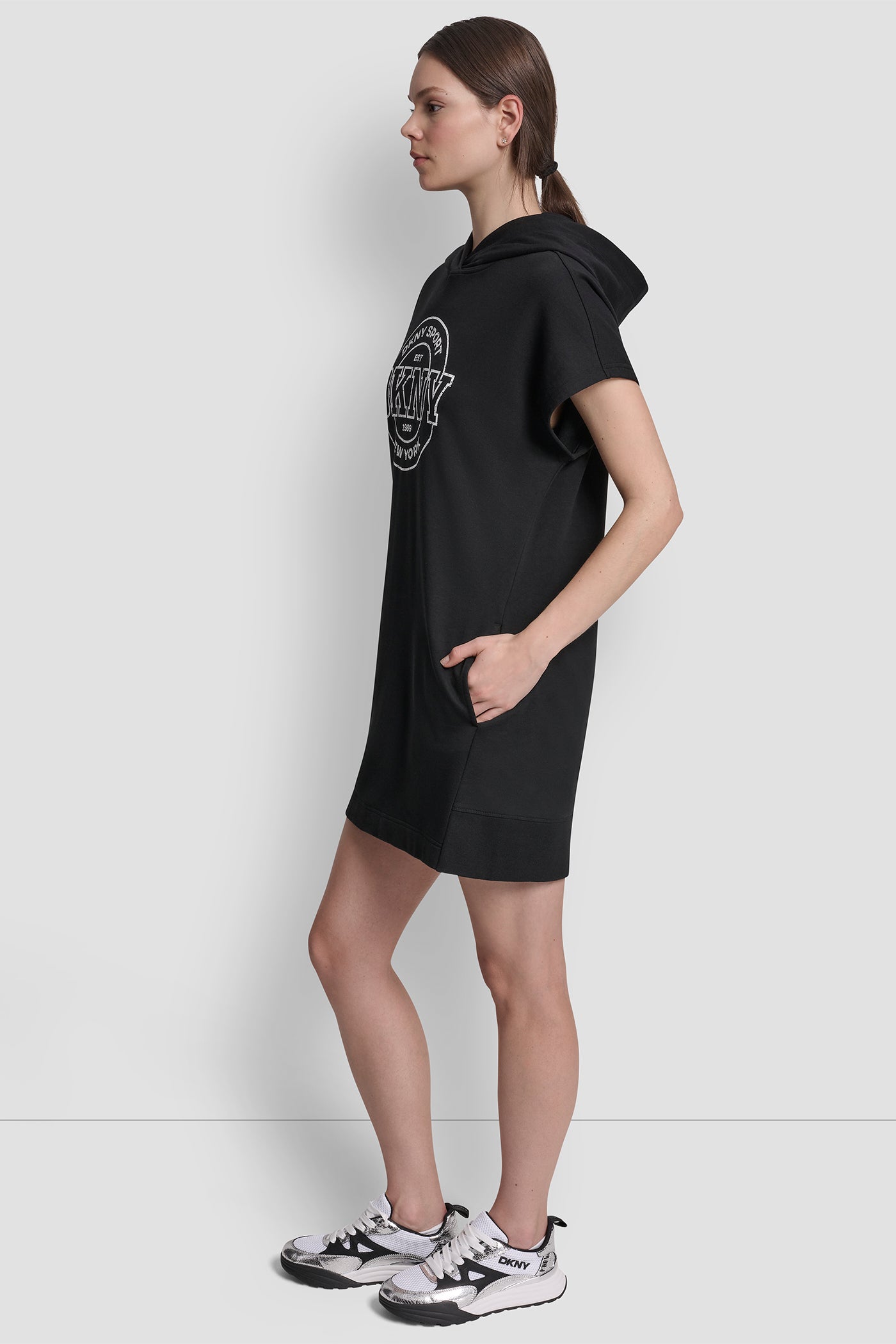COTTON-BLEND LOGO MINI HOODIE DRESS VIEW 4 | Clothing