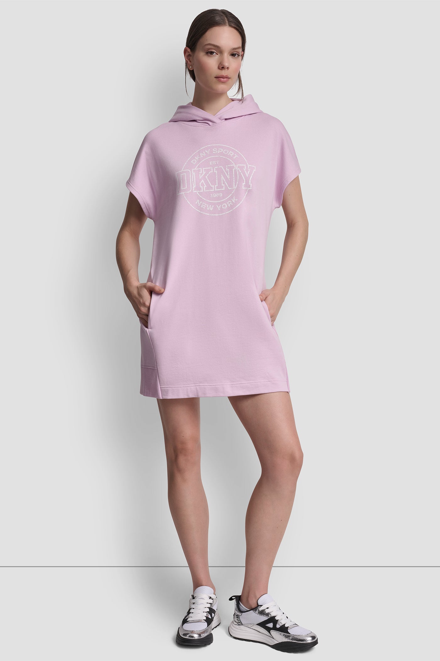 【るん】melt the lady logo hoodie dress Collegiate Medallion Logo Mini Hoodie Dress | Activewear | DKNY