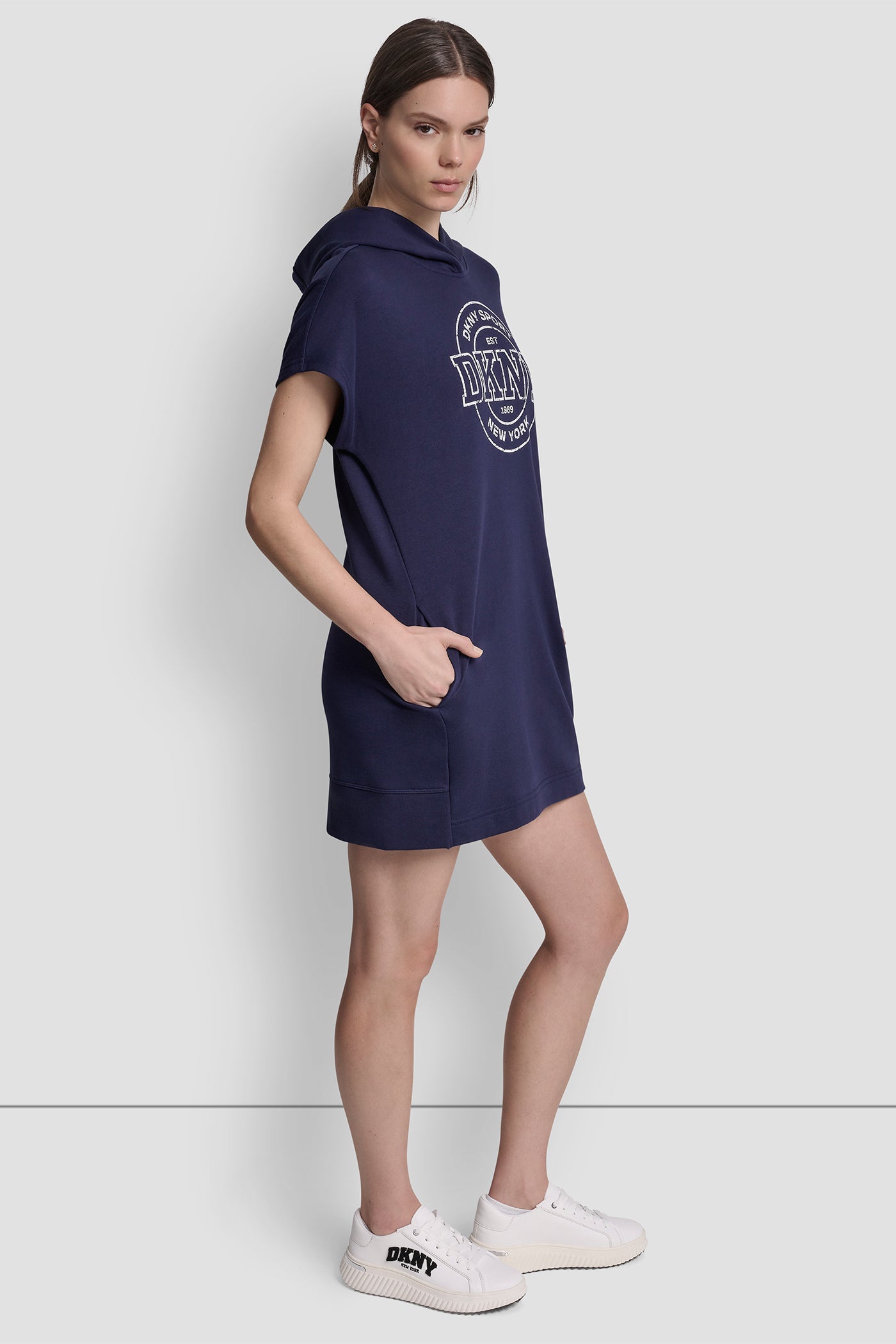COLLEGIATE MEDALLION LOGO MINI HOODIE DRESS VIEW 4 | SELECT STYLES