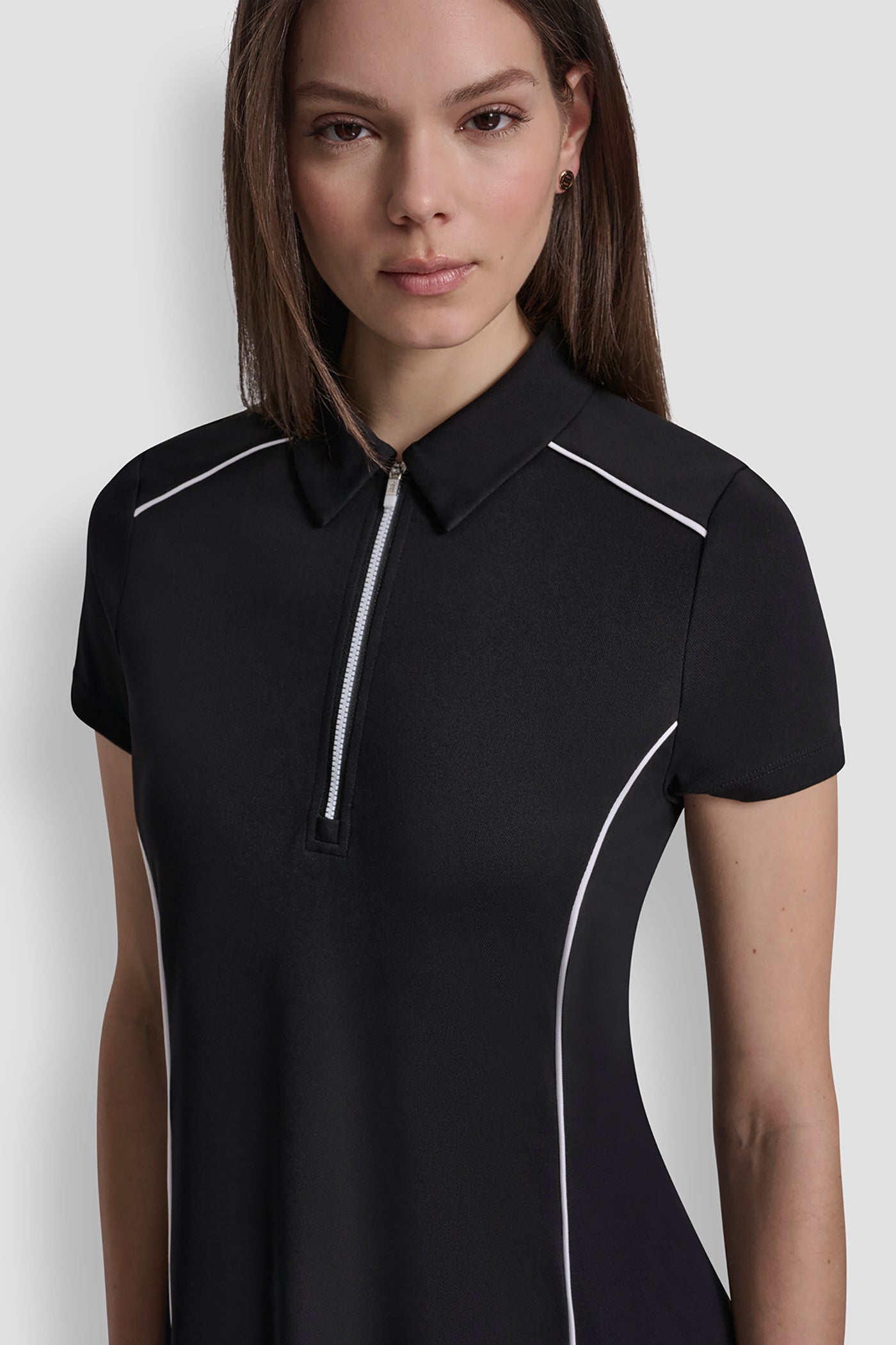 HALF-ZIP POLO DRESS WITH CONTRAST PIPING VIEW 5 | DKNY Sport