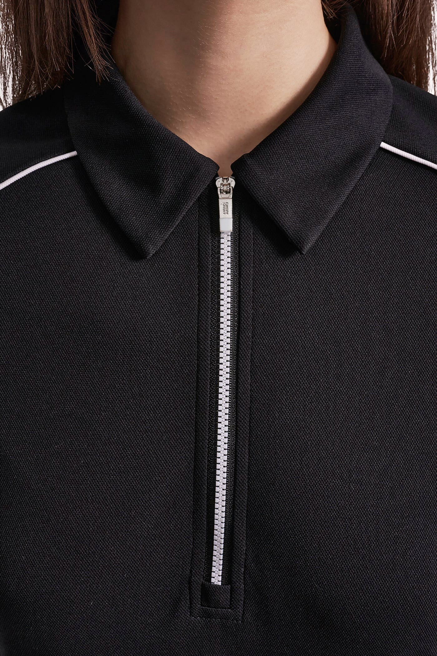 HALF-ZIP POLO DRESS WITH CONTRAST PIPING VIEW 6 | DKNY Promo