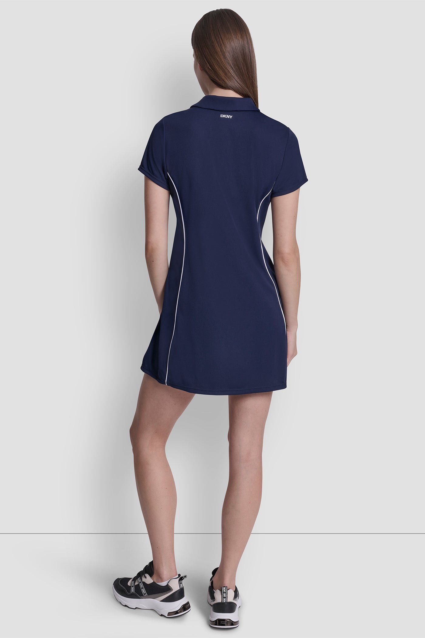 HALF-ZIP POLO DRESS WITH CONTRAST PIPING VIEW 3 | Dresses & Jumpsuits