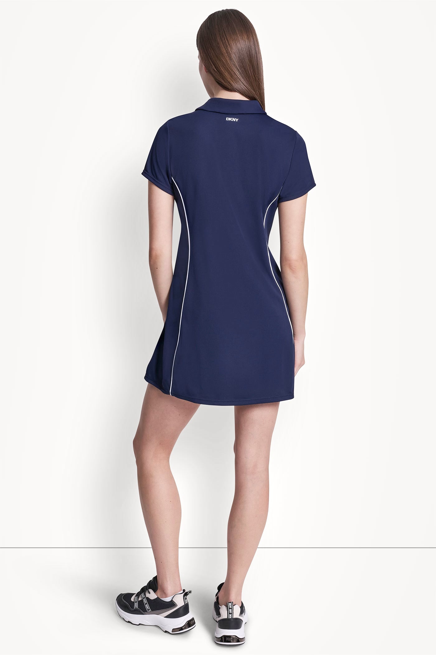 HALF-ZIP POLO DRESS WITH CONTRAST PIPING VIEW 3