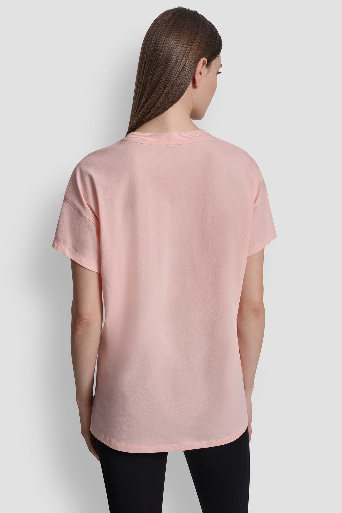 Peach Spritz DKNY NY 1989 LOGO RHINESTUD LOGO TEE, BACK VIEW | All Products