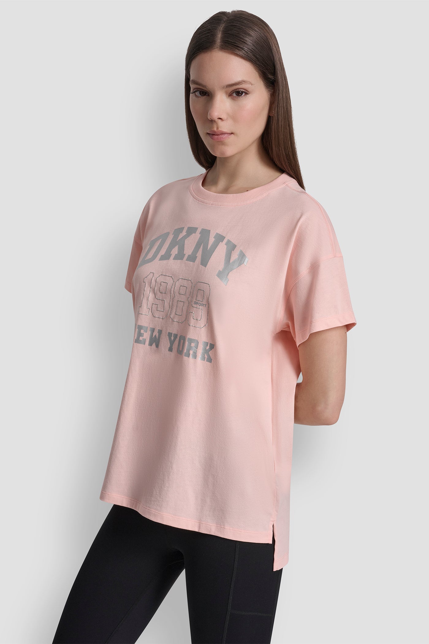 DKNY NY 1989 LOGO RHINESTUD LOGO TEE VIEW 3 | All Products