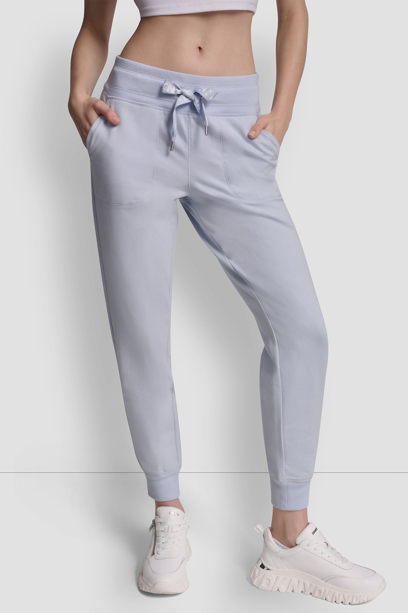 Frost Blue TWO TONE LOGO DRAWCORD JOGGER, VIEW 1 | Clothing