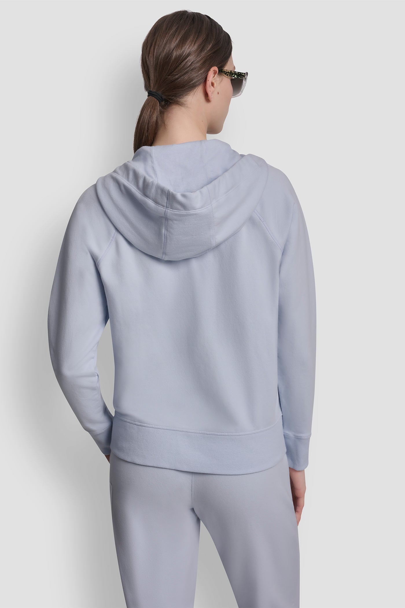 Frost Blue TWO TONE LOGO DRAWCORD ZIP HOODIE, VIEW 2 | Clothing