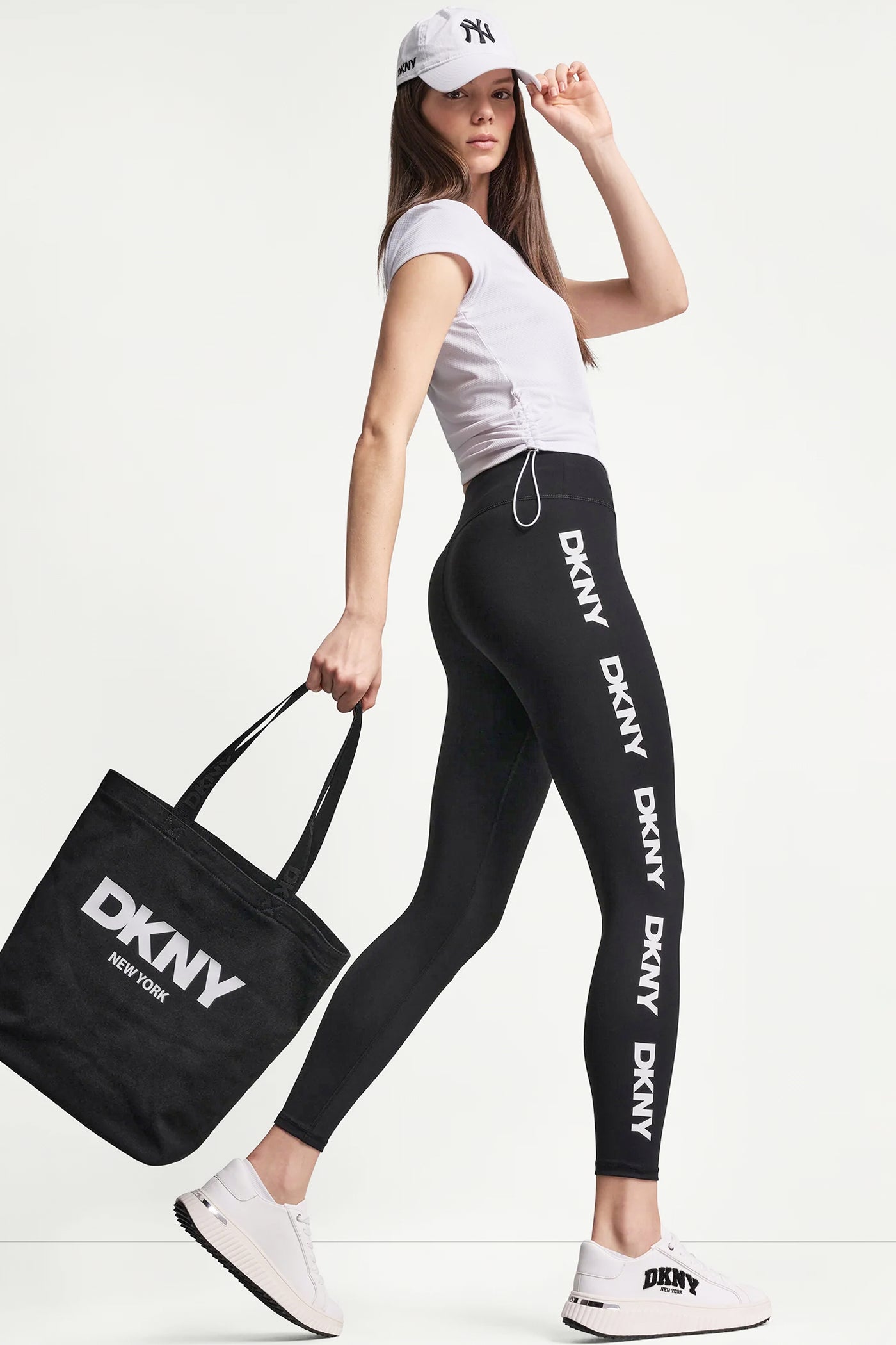 Black/White HIGH-RISE LOGO TRIM 7/8-LENGTH LEGGING, VIEW 1 | SALE