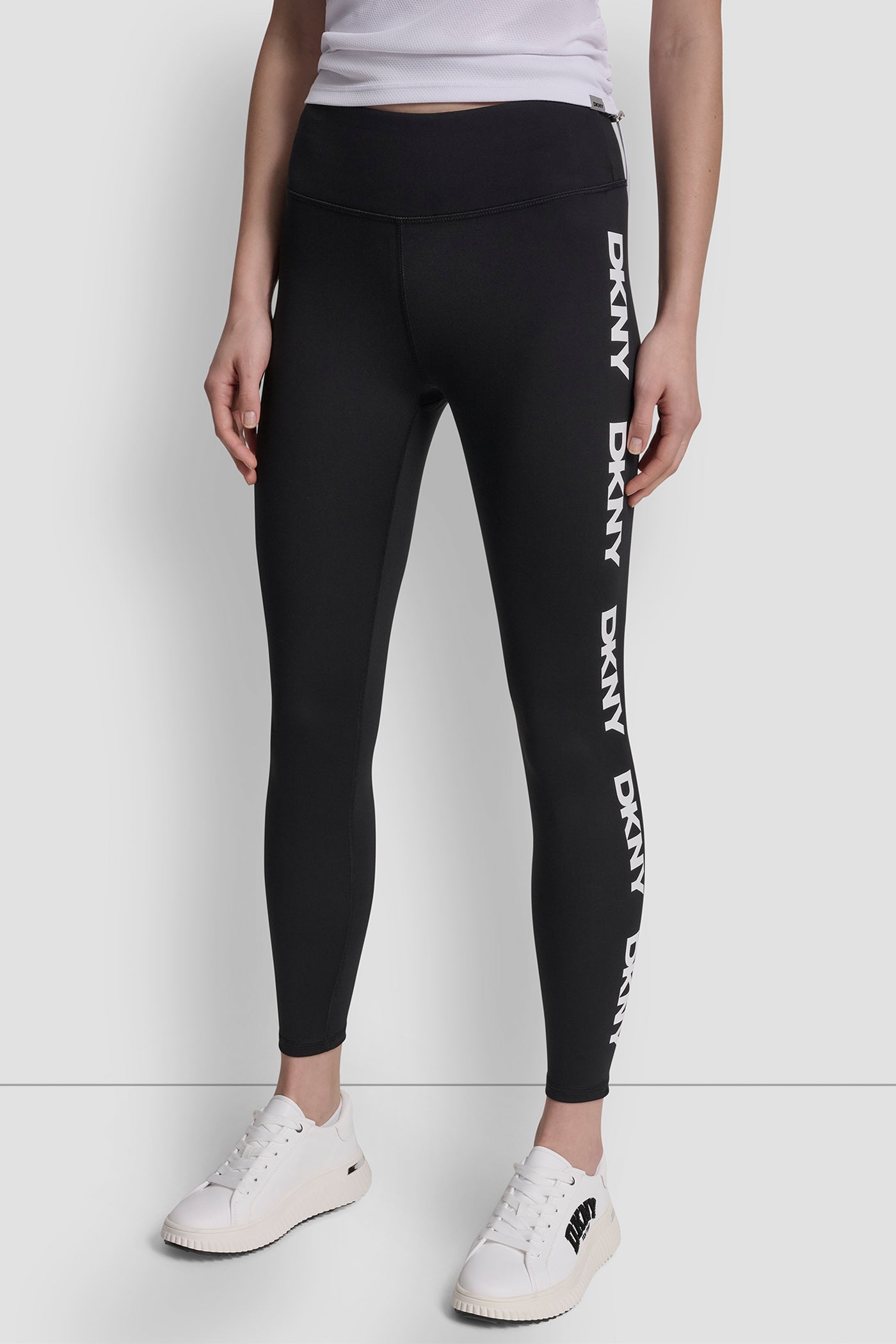 Black/White HIGH WAIST 7/8 REPEAT LOGO LEGGING, VIEW 2 | All Products