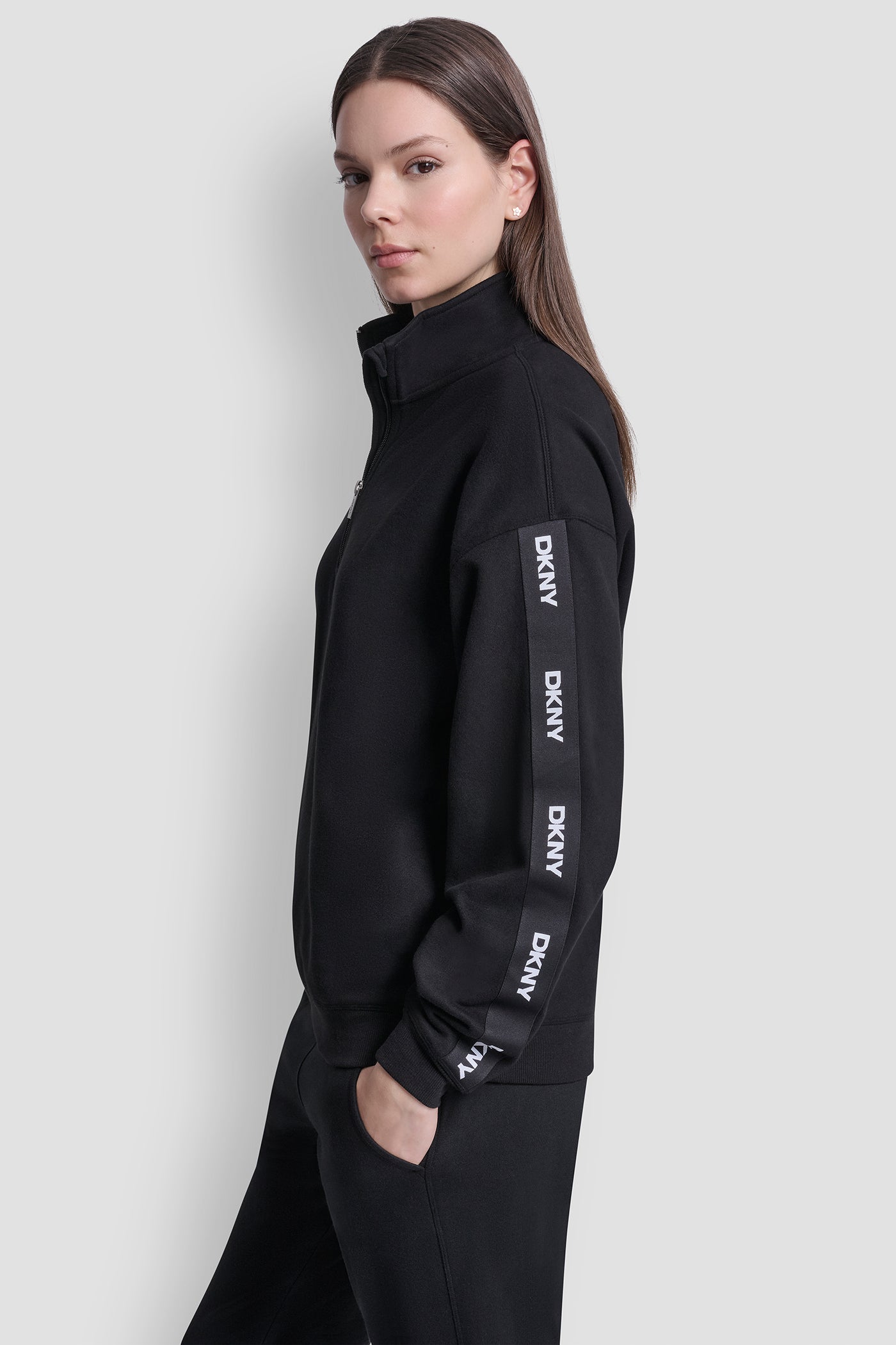 OVERSIZED QUARTER ZIP PULLOVER WITH LOGO VIEW 3 | All Products