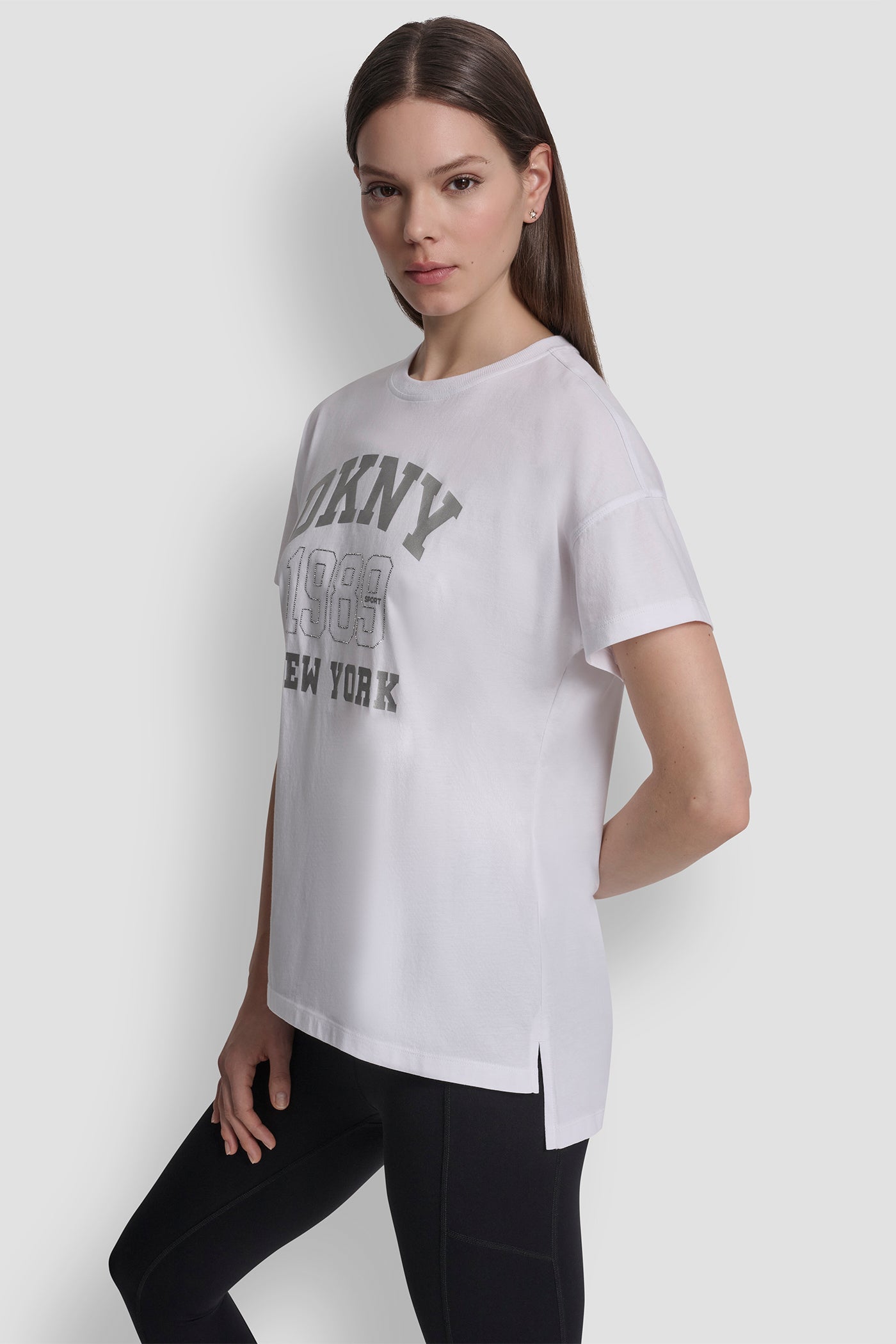 DKNY NY 1989 LOGO RHINESTUD LOGO TEE VIEW 4 | All Products