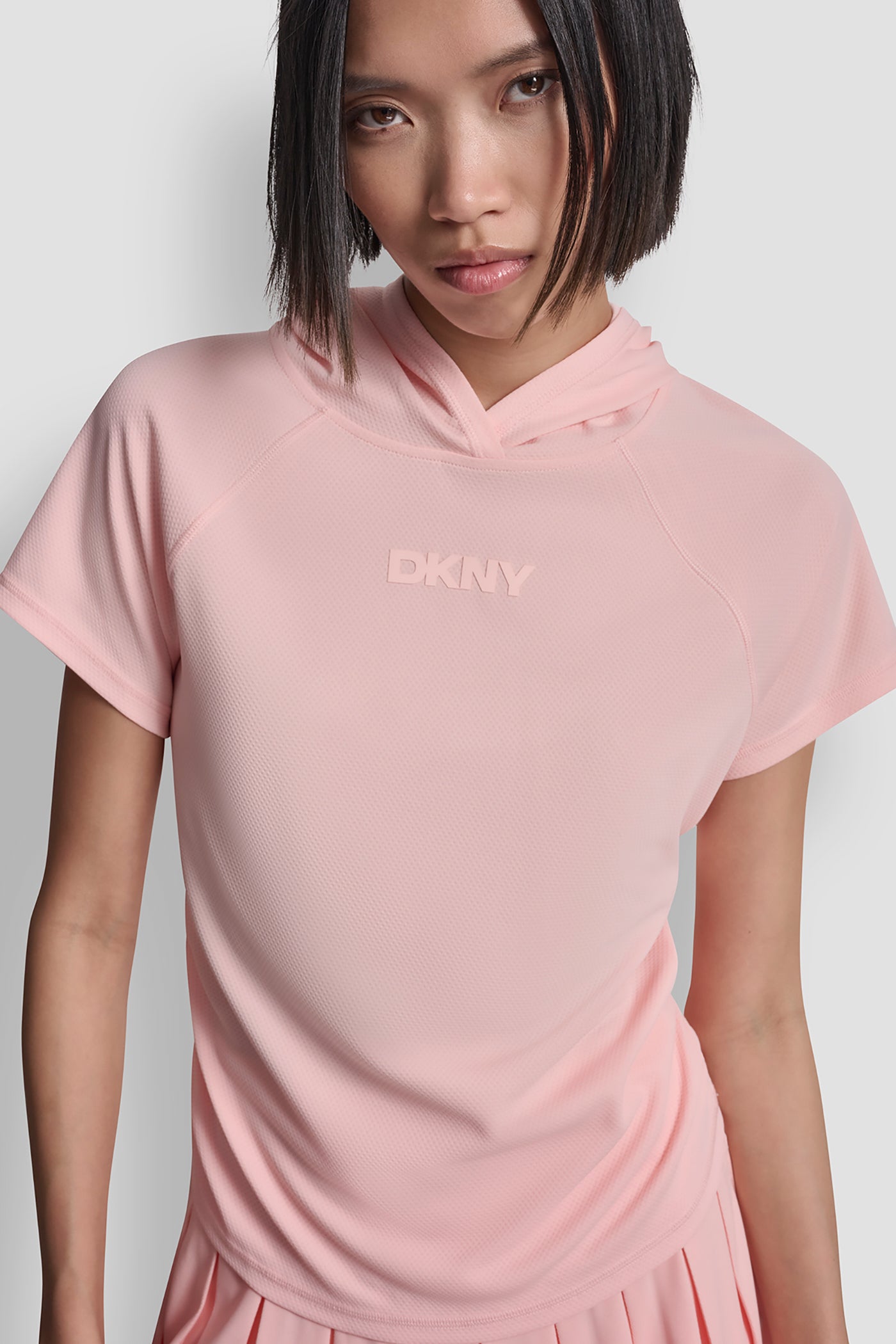 MESH HOODED LOGO TEE VIEW 6 | DKNY Sport