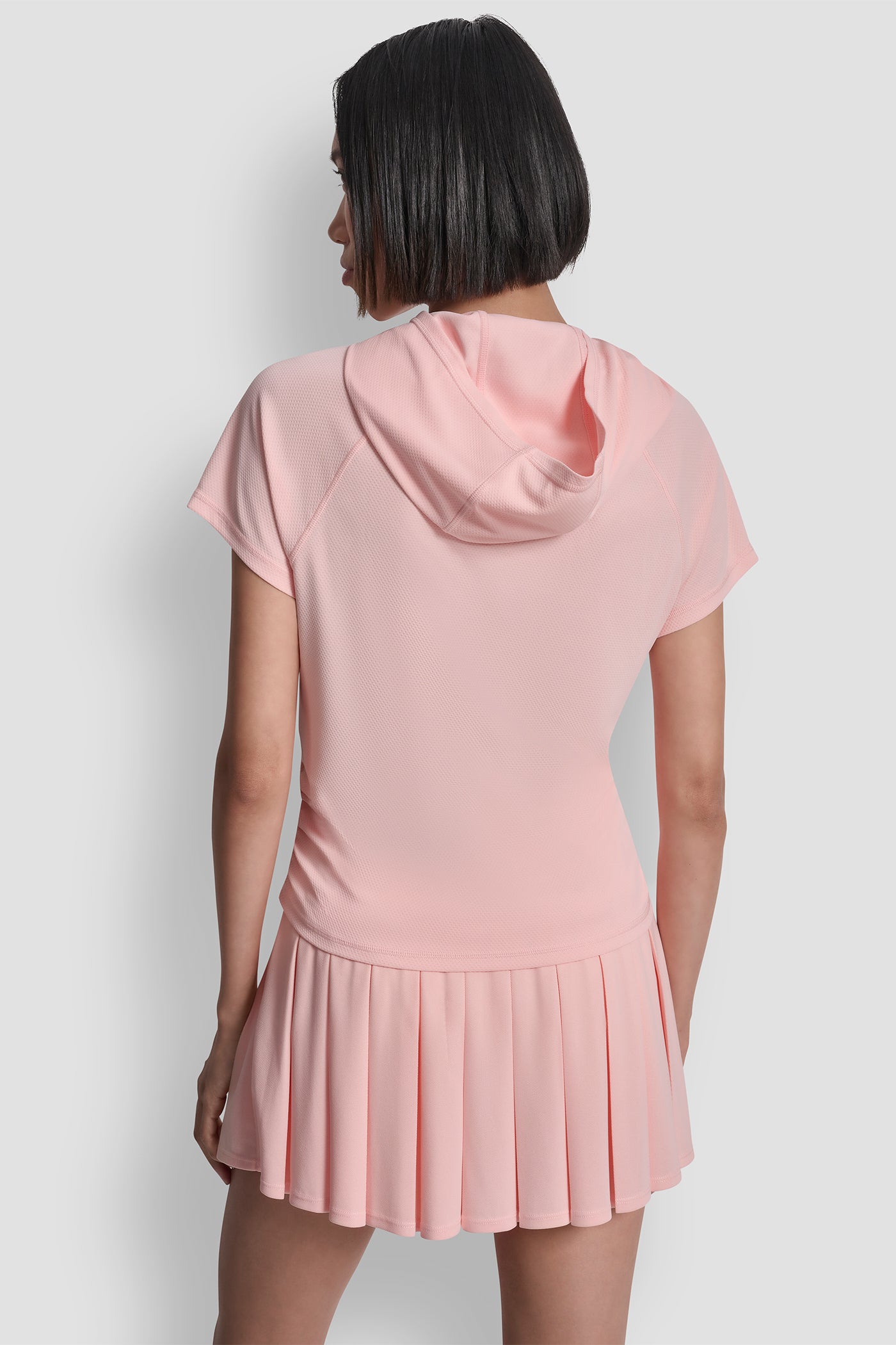Peach Spritz HOODED TECH TEE WITH TONAL LOGO, BACK VIEW | Clothing