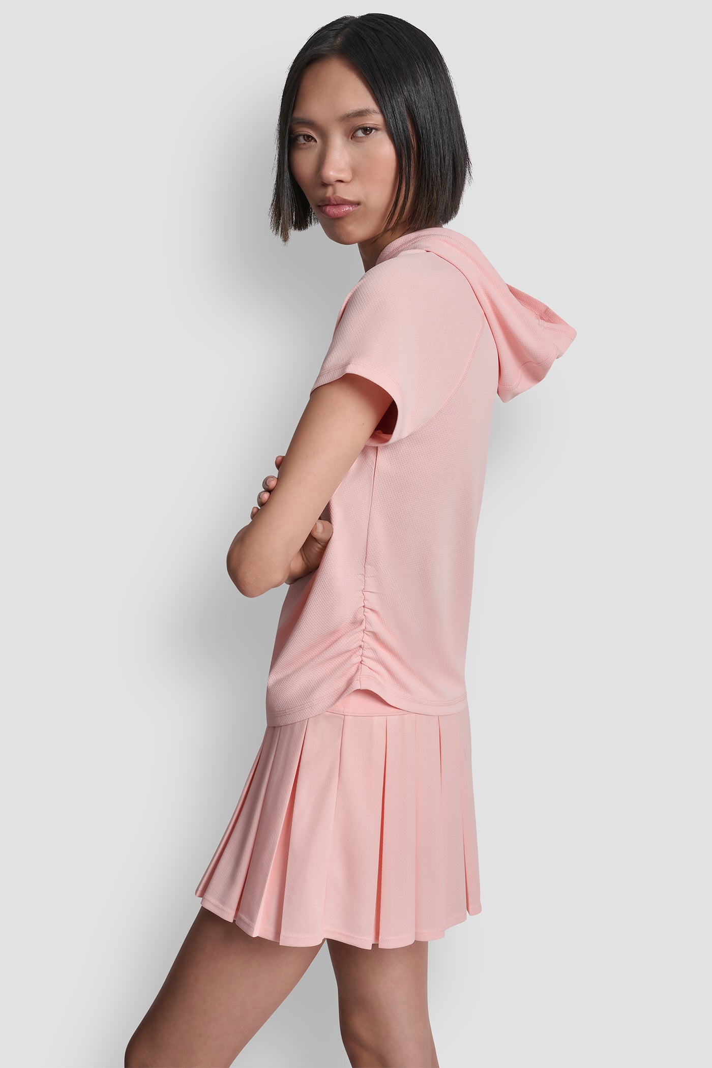 MESH HOODED LOGO TEE VIEW 4 | DKNY Sport