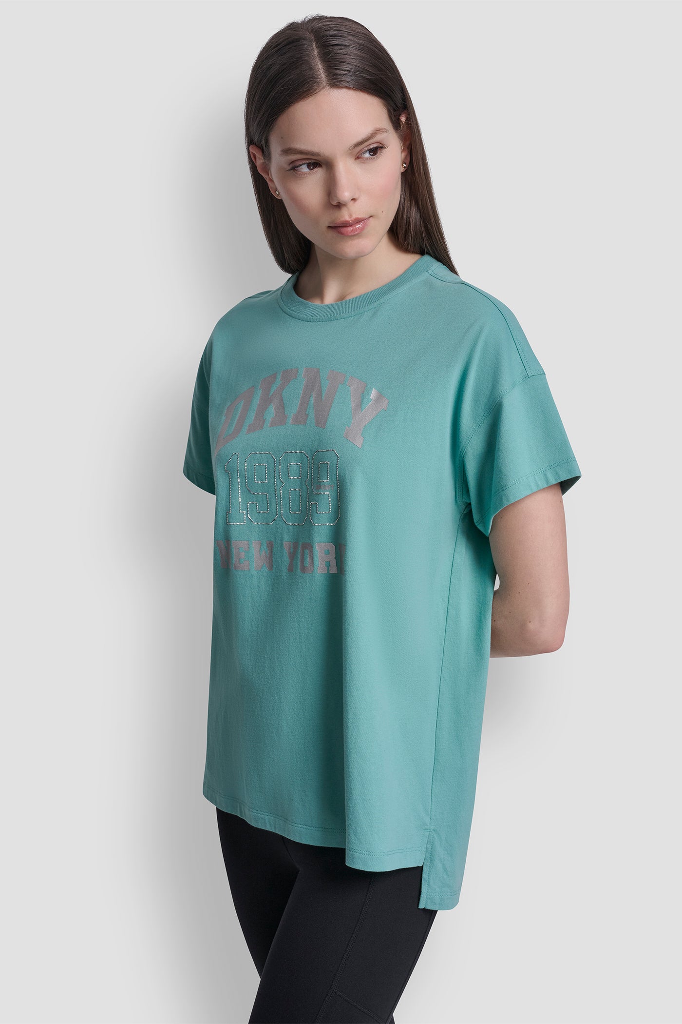 DKNY 1989 LOGO RHINESTUD TEE VIEW 4 | DKNY Sport