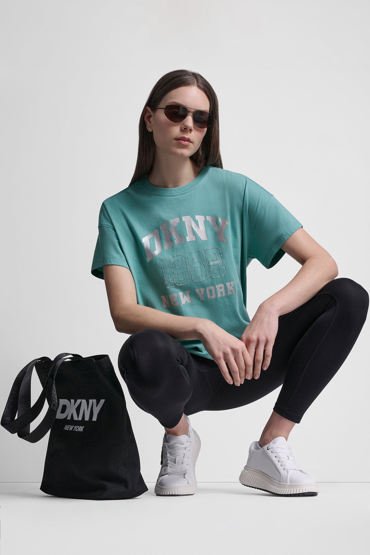 DKNY 1989 LOGO RHINESTUD TEE VIEW 7 | DKNY Sport