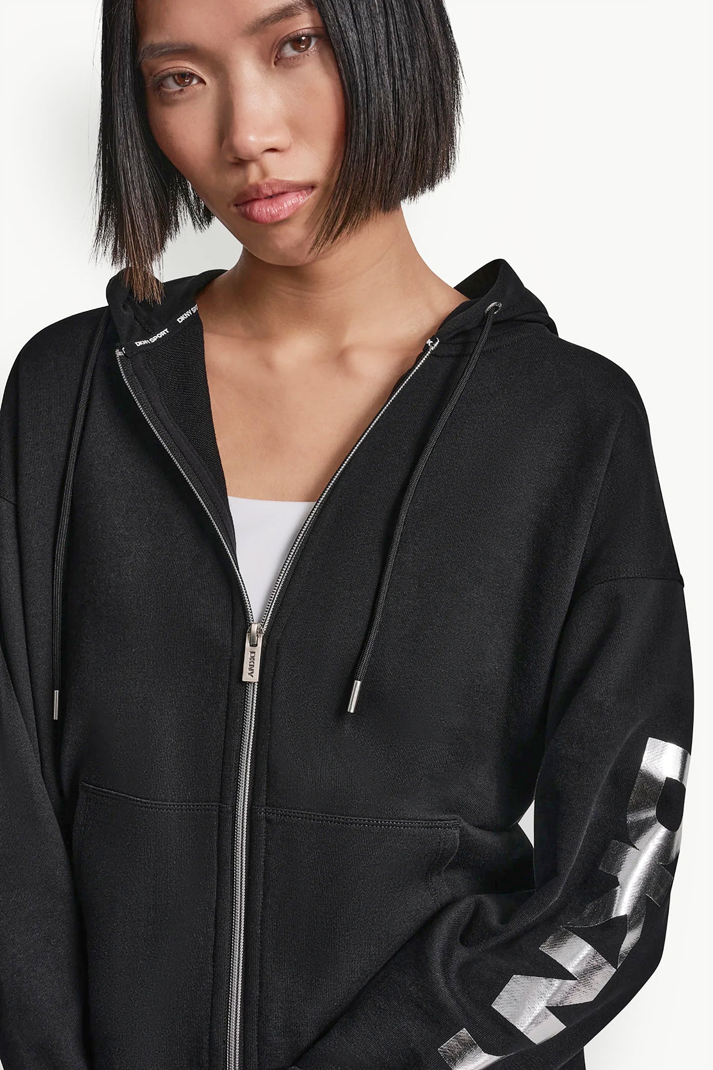 FOIL LOGO FULL-ZIP HOODIE VIEW 6 | DKNY Sport