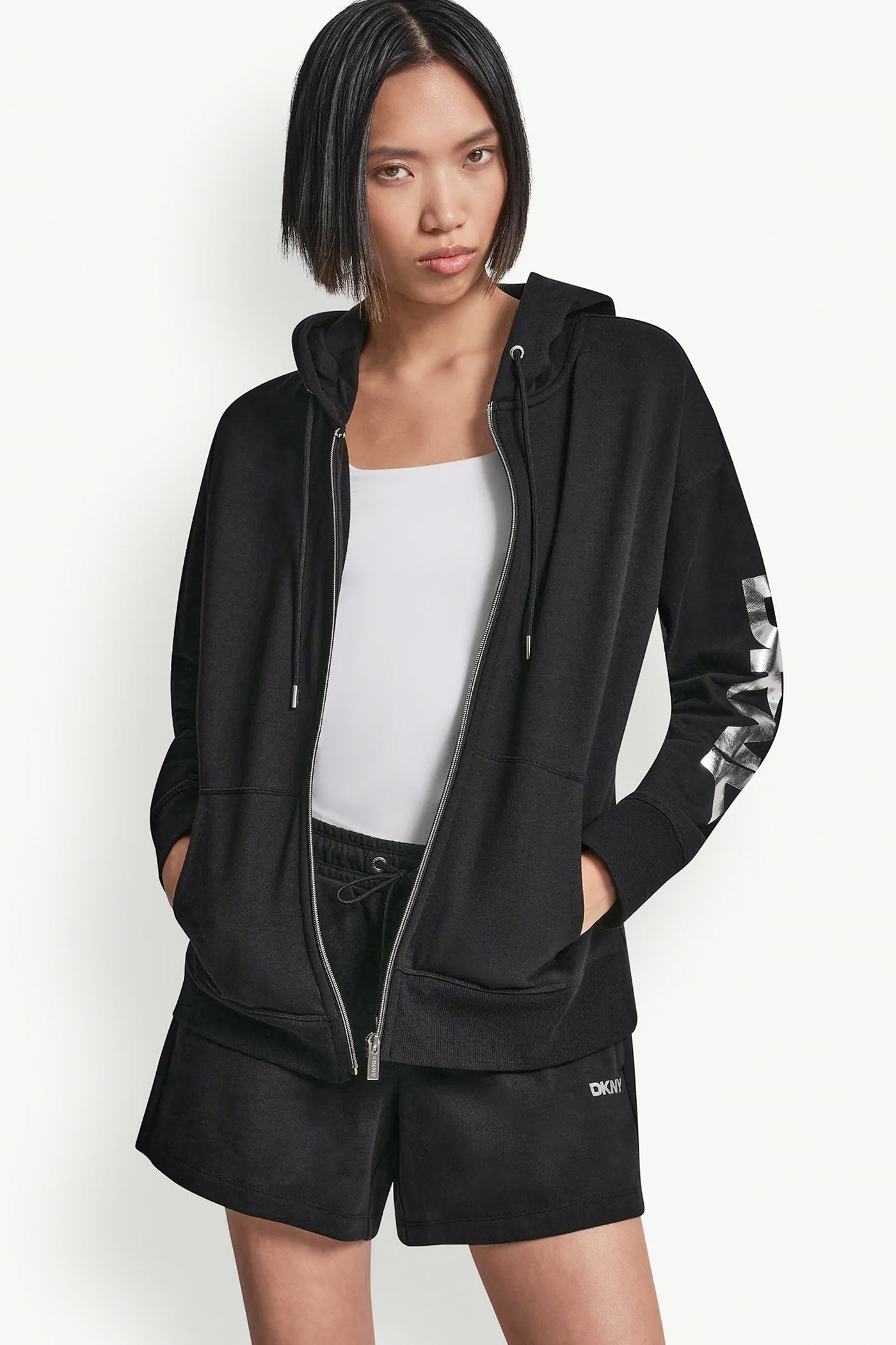 FOIL LOGO FULL-ZIP HOODIE VIEW 5 | DKNY Sport