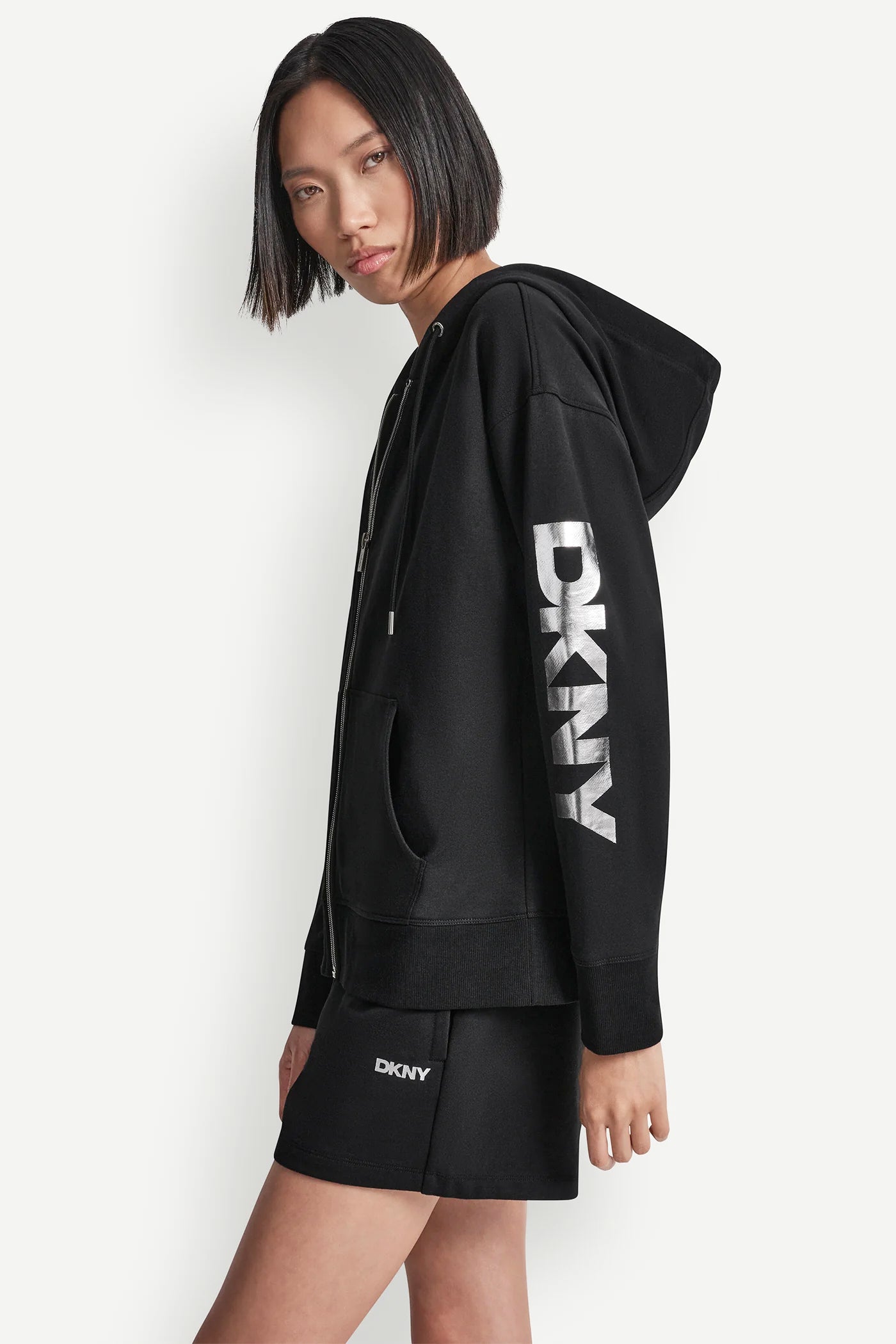 FOIL LOGO FULL-ZIP HOODIE VIEW 4 | DKNY Sport