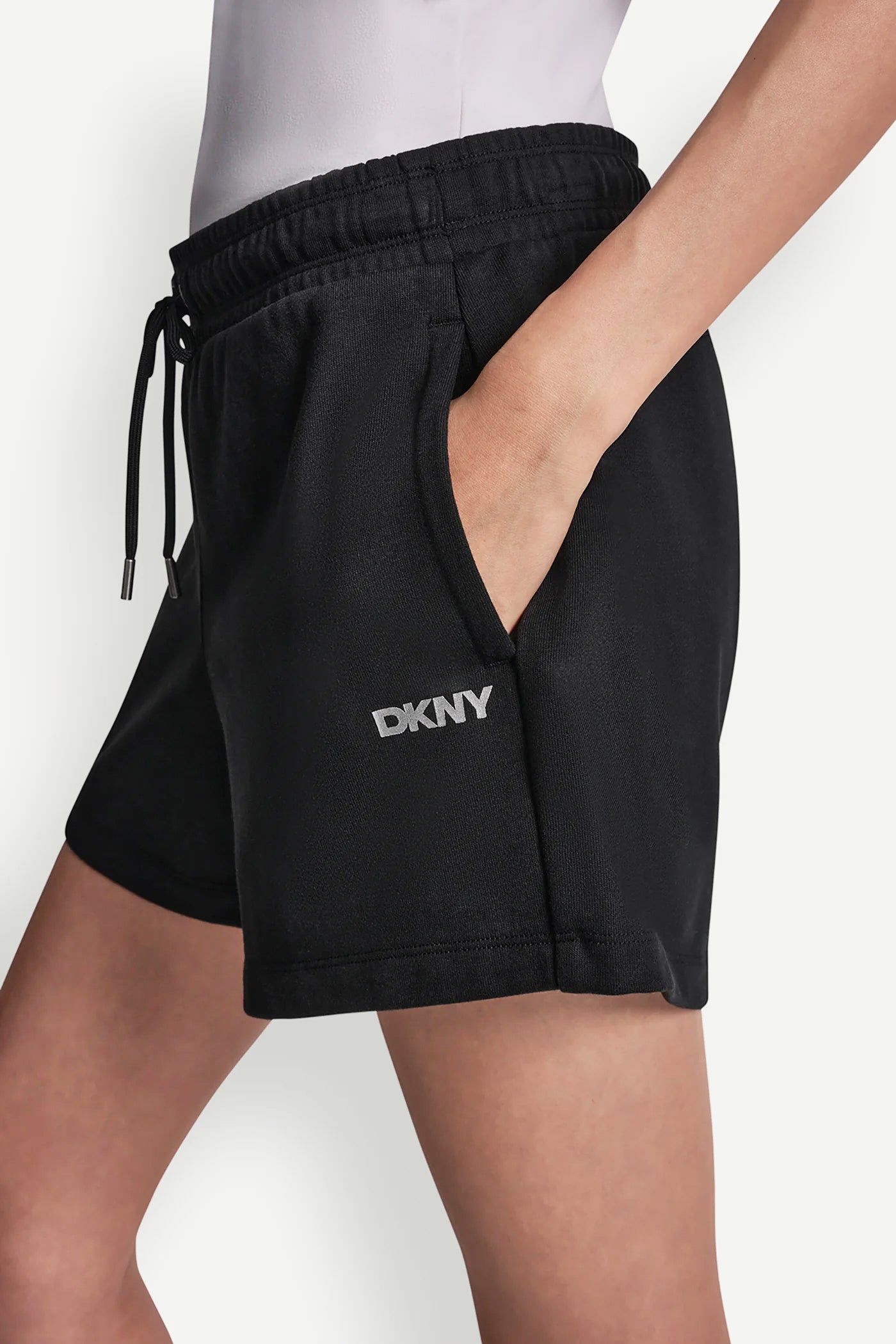 Black/Silver HIGH-RISE LOGO SWEAT SHORTS, VIEW 2 | Sport Essentials