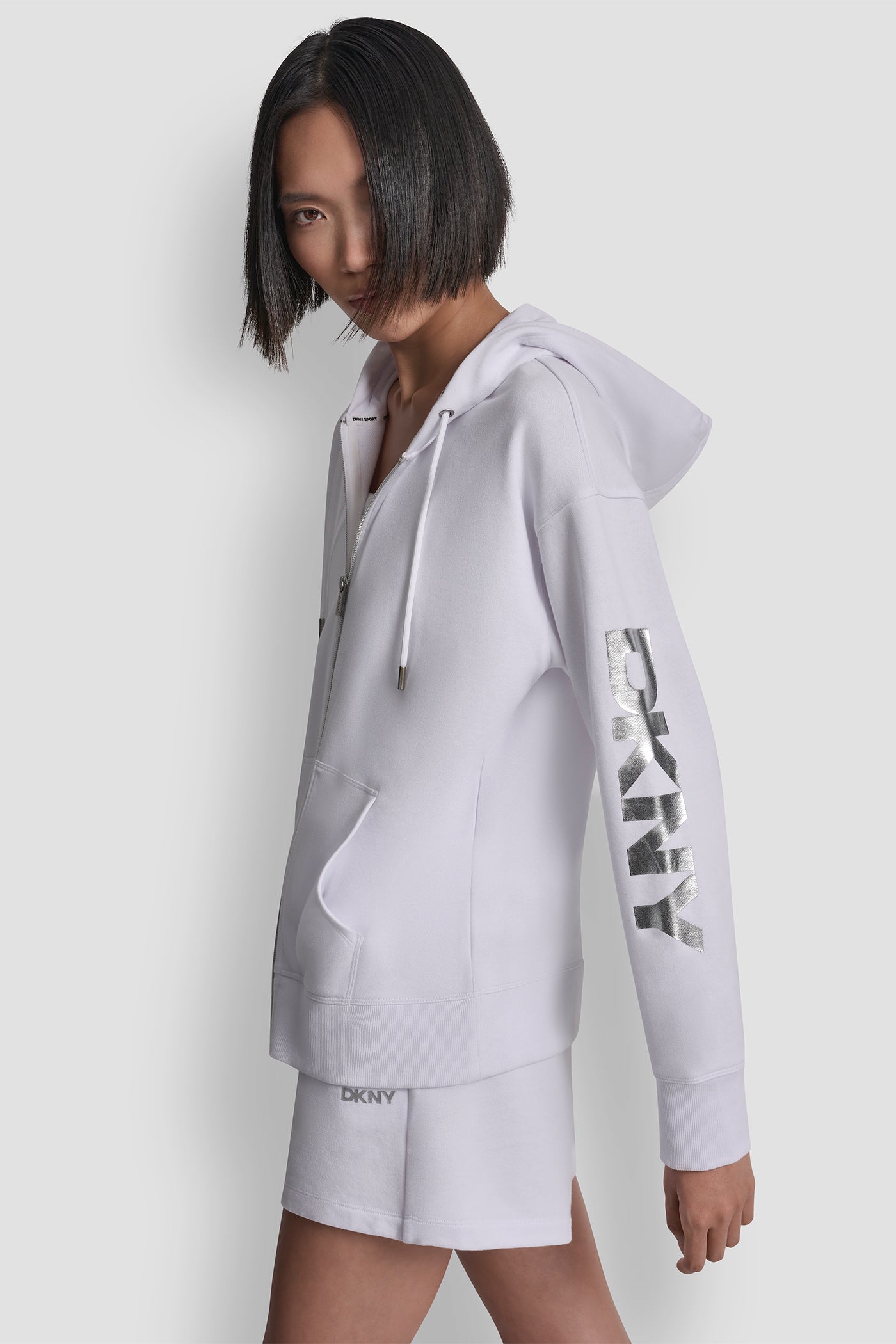 Foil Logo Full Zip Hoodie | Hoodie | DKNY