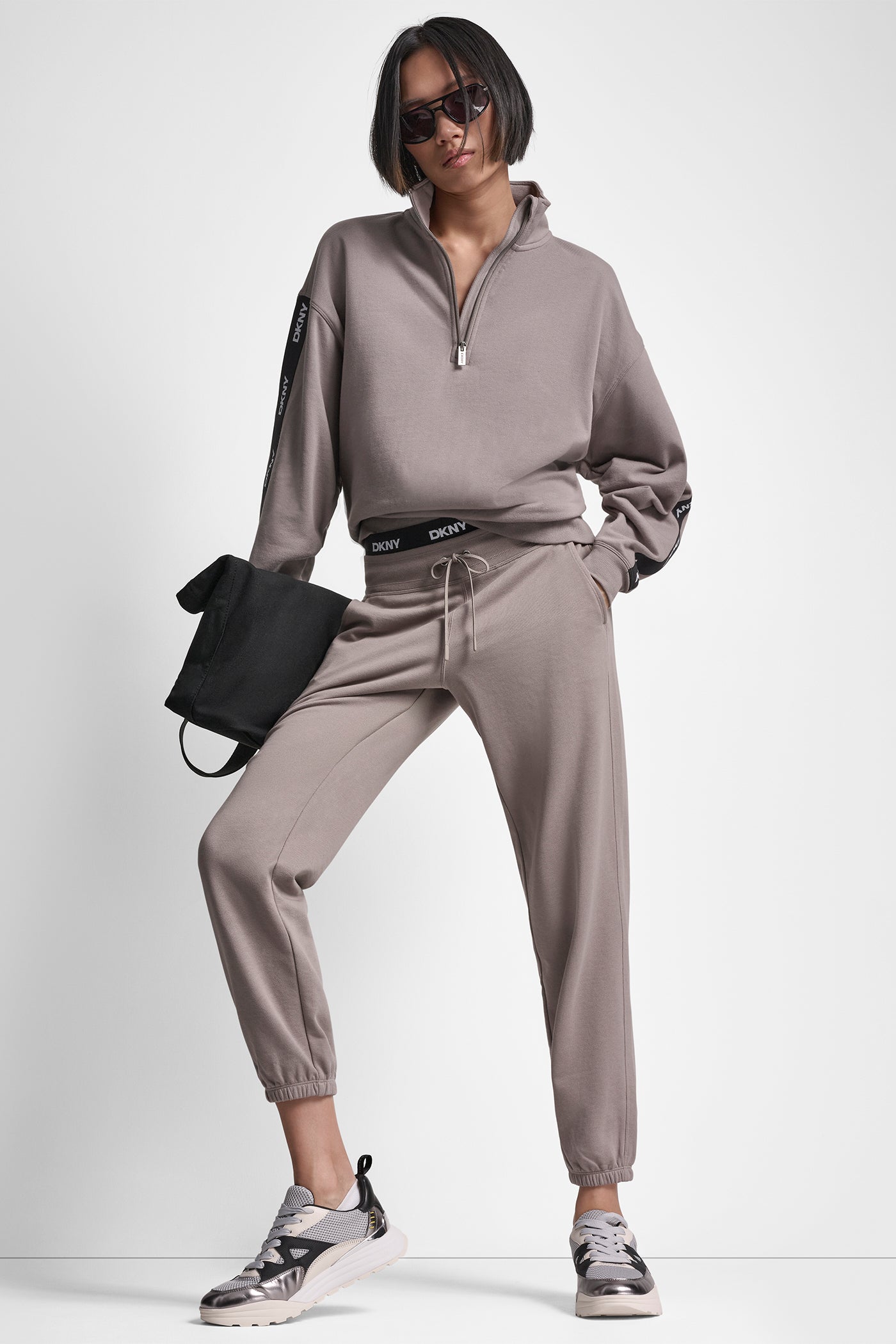 OVERSIZED QUARTER ZIP PULLOVER WITH LOGO VIEW 8 | All Products