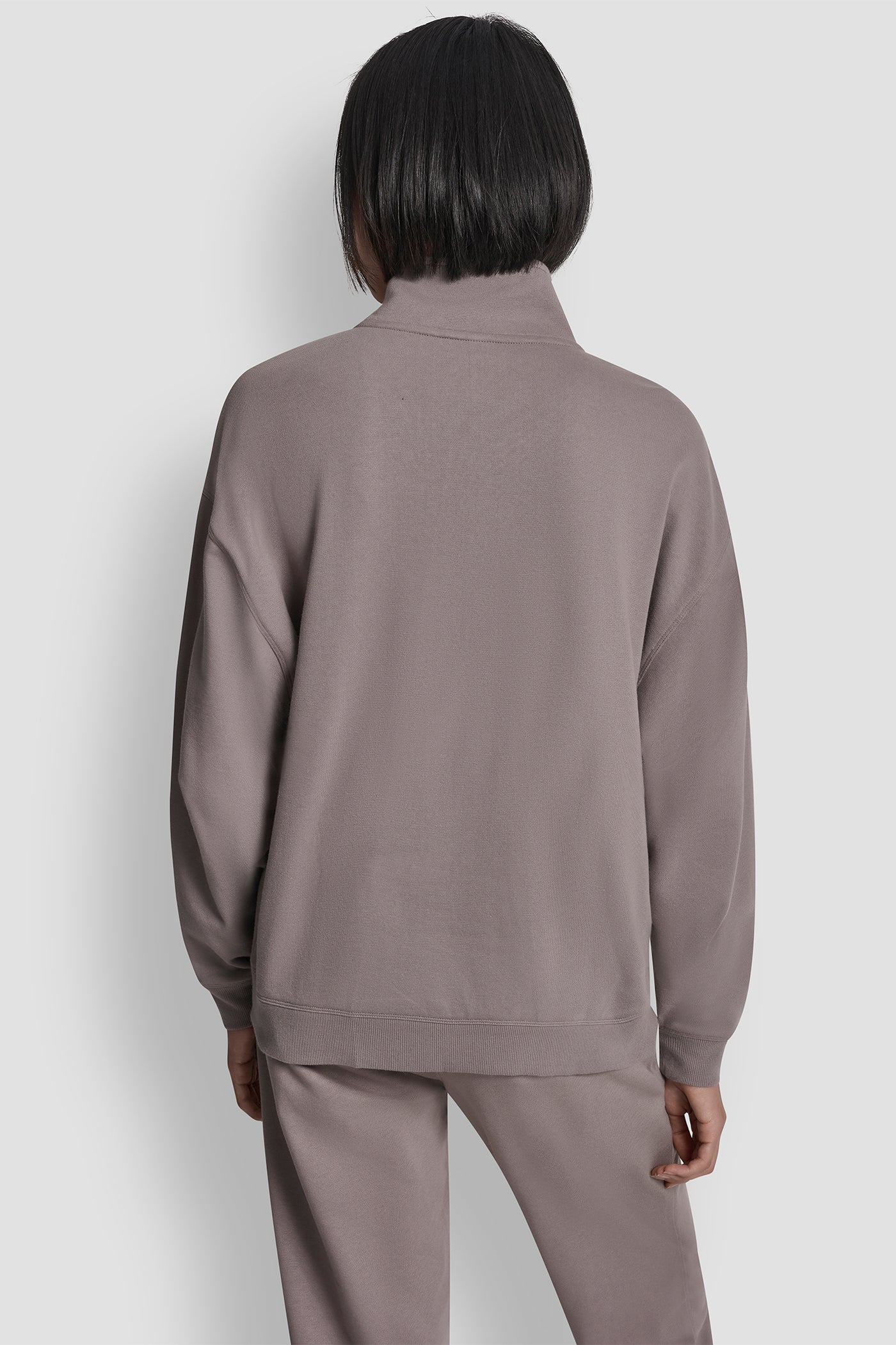 Mushroom OVERSIZED QUARTER ZIP PULLOVER WITH LOGO, VIEW 2 | All Products