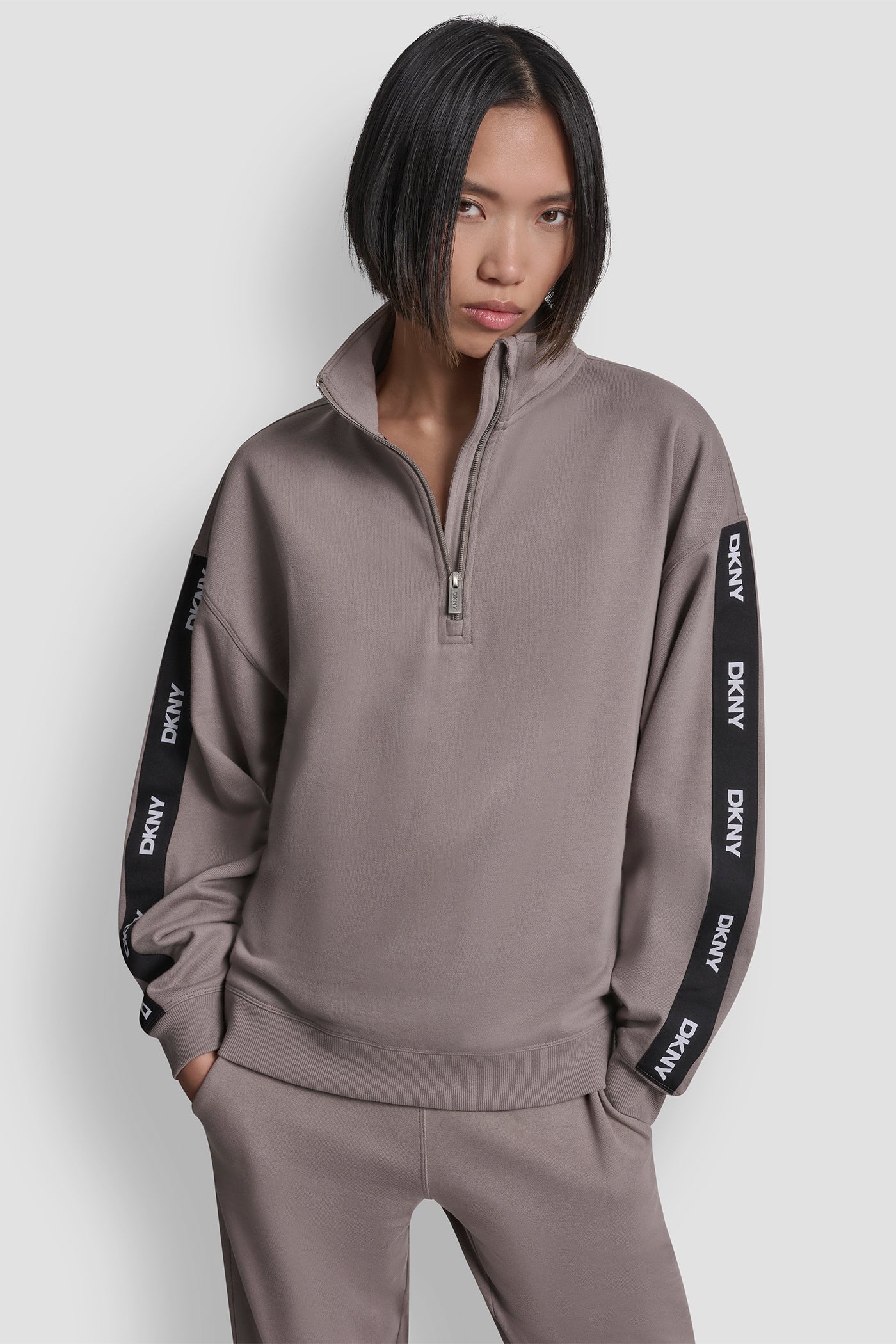 OVERSIZED QUARTER ZIP PULLOVER WITH LOGO VIEW 4 | All Products