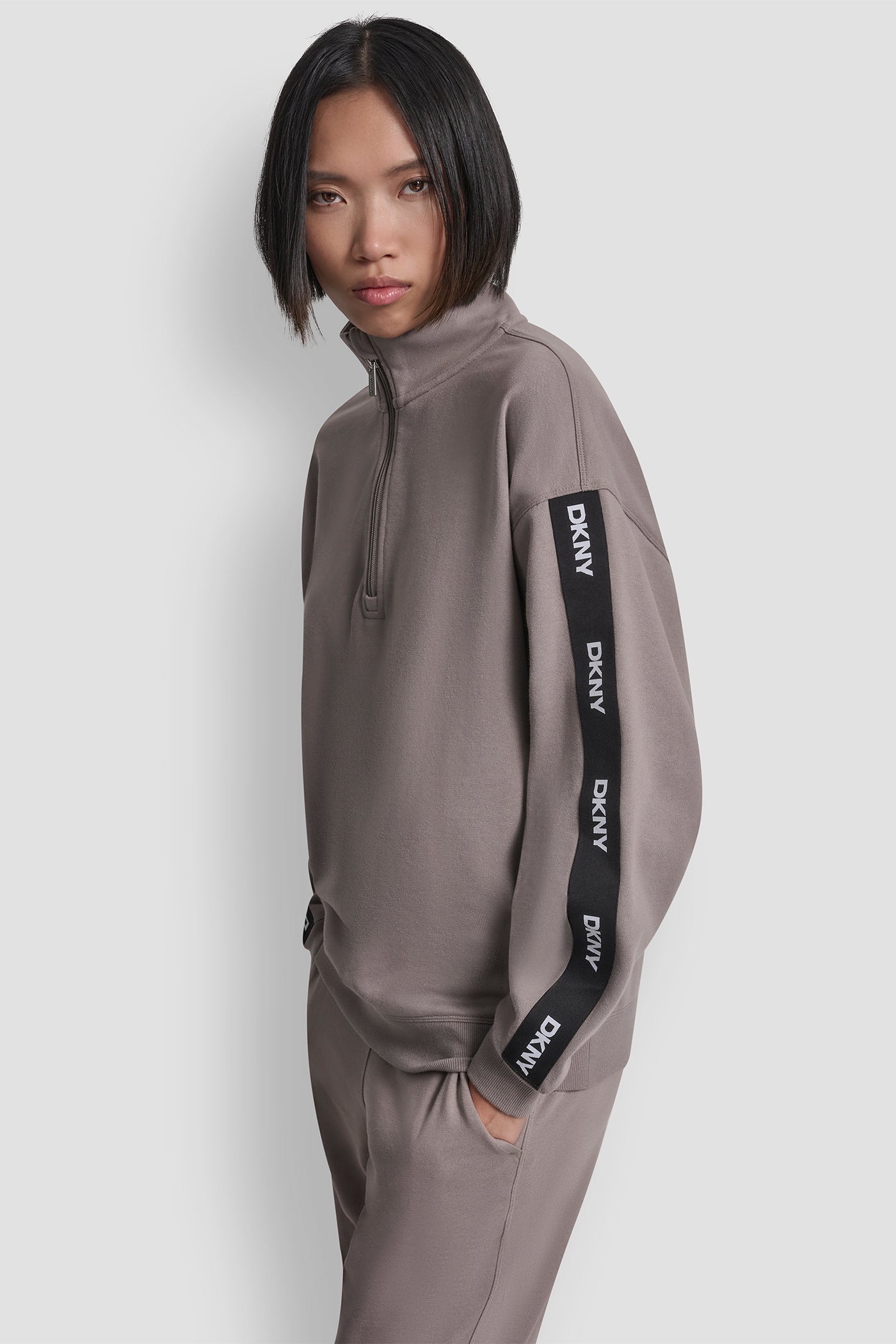 OVERSIZED QUARTER ZIP PULLOVER WITH LOGO VIEW 3 | All Products