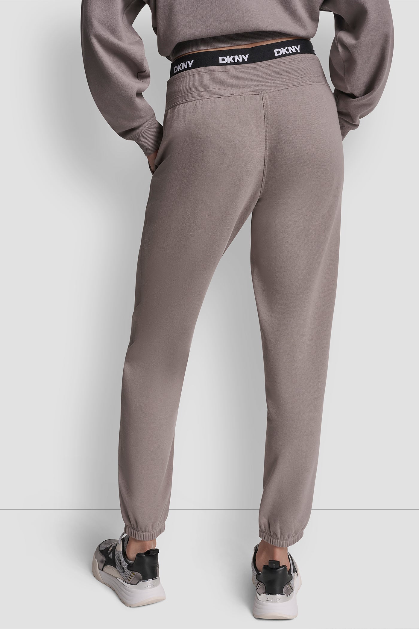 Mushroom HIGH RISE JOGGER WITH LOGO ELASTIC WAIST, VIEW 2 | All Products