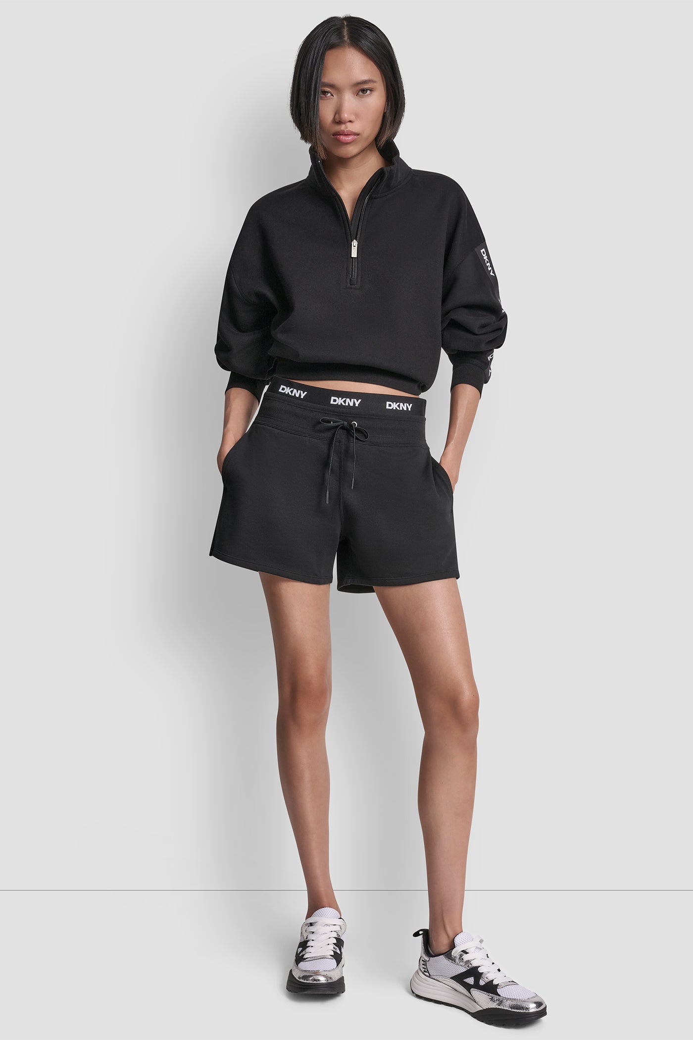 HIGH RISE 4" SHORT WITH LOGO ELASTIC WAIST VIEW 4 | All Products