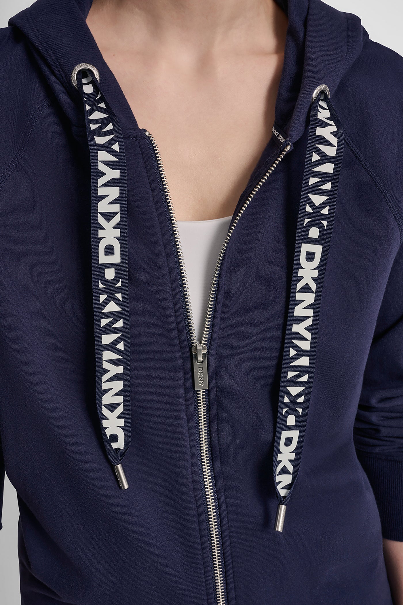 TWO TONE LOGO DRAWCORD ZIP HOODIE VIEW 4 | Under $100